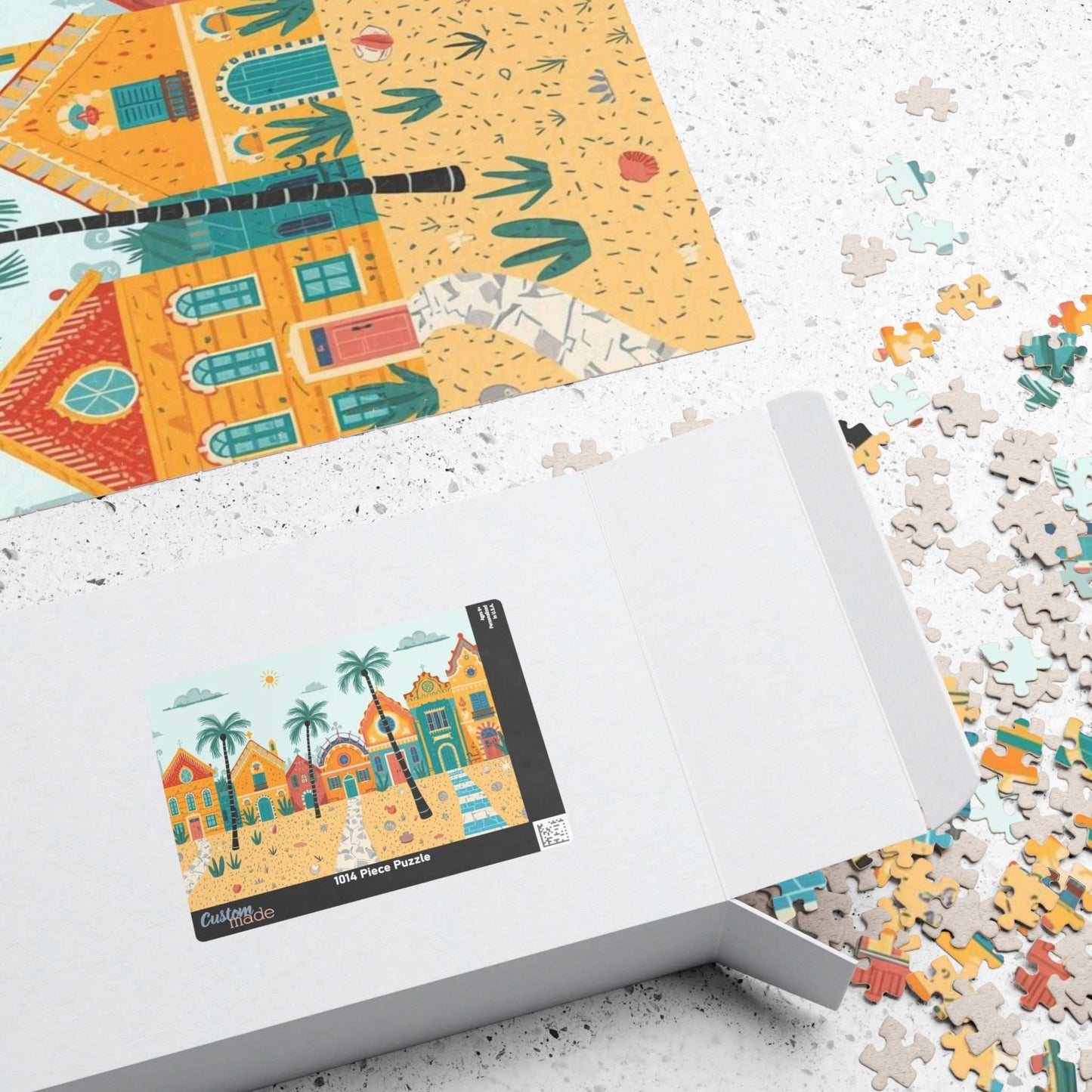 Sunbright Shores Village Jigsaw Puzzle - Beach Town Daytime Scene Puzzle The Puzzle Chest