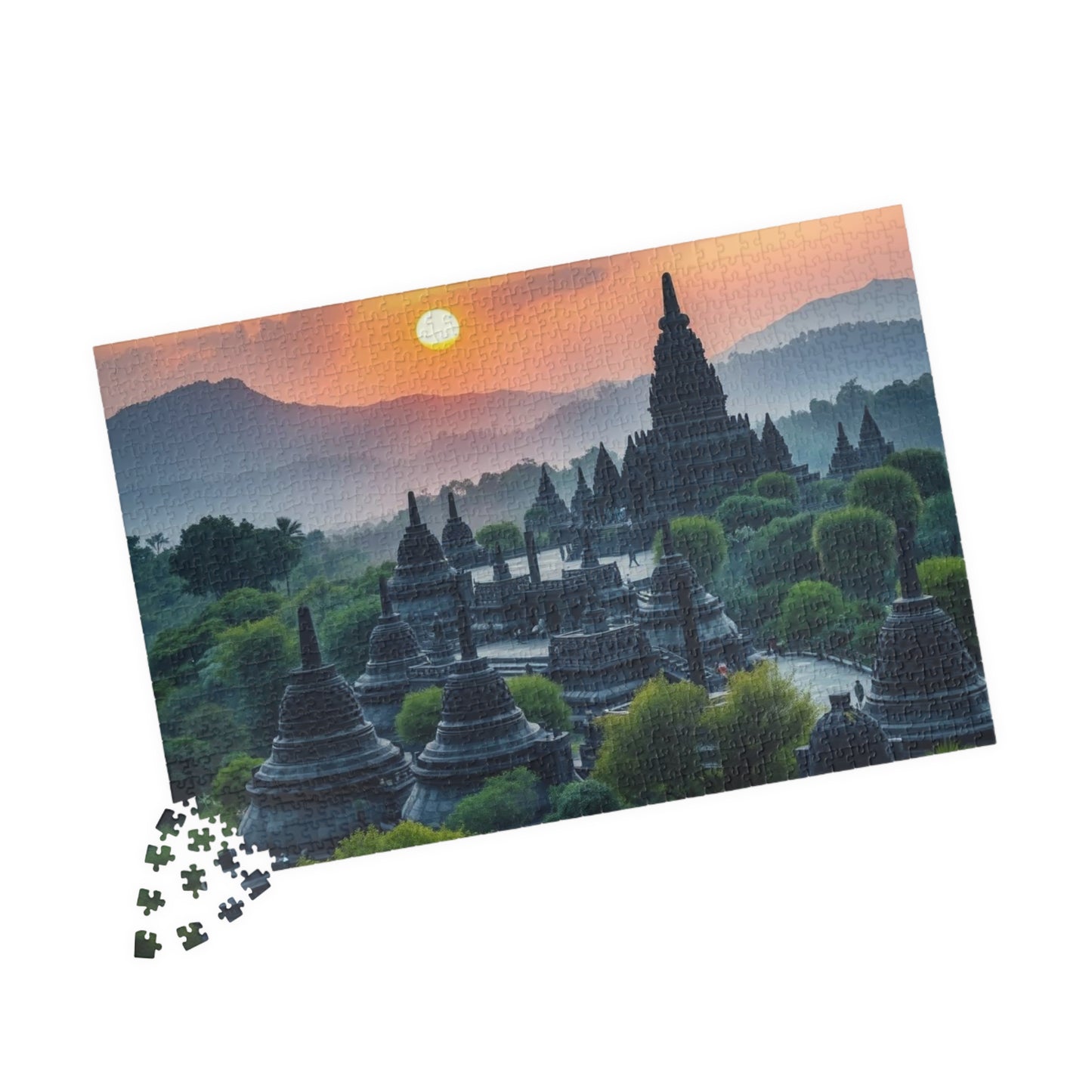 Borobudur Temple Jigsaw Puzzle – Ancient Buddhist Monument in Lush Jungle, Sacred Landmark of Indonesia 1014 pcs (Horizontal) Puzzle The Puzzle Chest