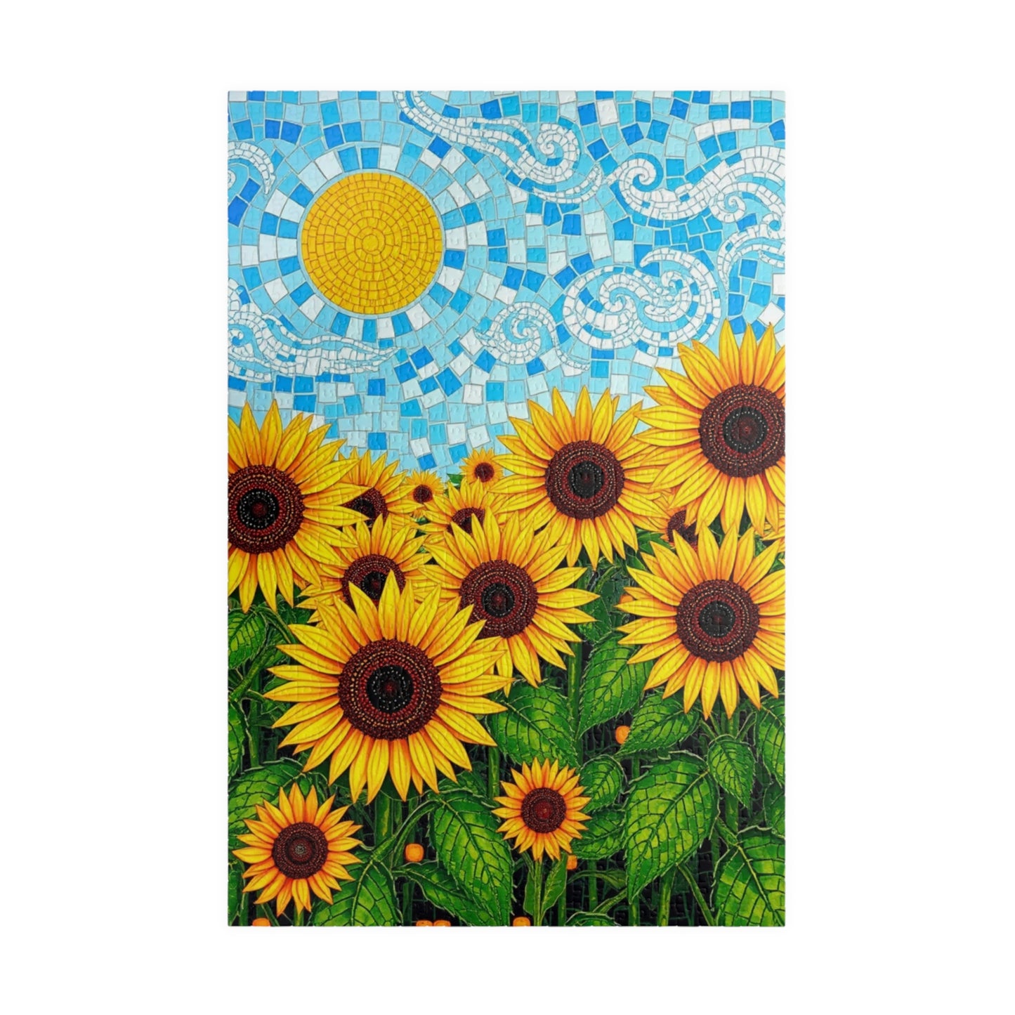 Mosaic Sunflower Puzzle - 110, 252, 520, 1014-piece Serene Floral Jigsaw Game for Adults, Home Decor, Nature Lover Gift, Relaxing Activity 1014 pcs (Vertical) Puzzle The Puzzle Chest