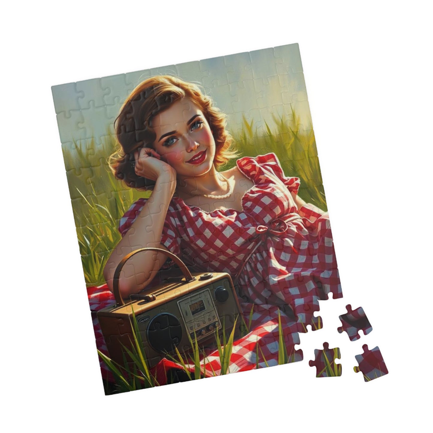 Retro Picnic Puzzle with Vintage Radio Design, Jigsaw for Family Game Night Home Entertainment, Creative Gift Idea, Mindful Brain Teaser Puzzle The Puzzle Chest