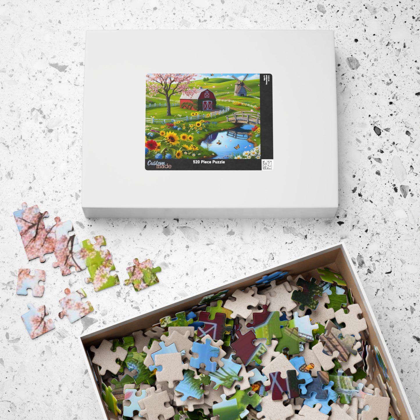 Spring Farm Puzzle, Scenic Landscape Farmhouse Jigsaw Game 110-1014 Pieces, Nature Lover Gift, Family Activity, Creative Hobby Puzzle The Puzzle Chest