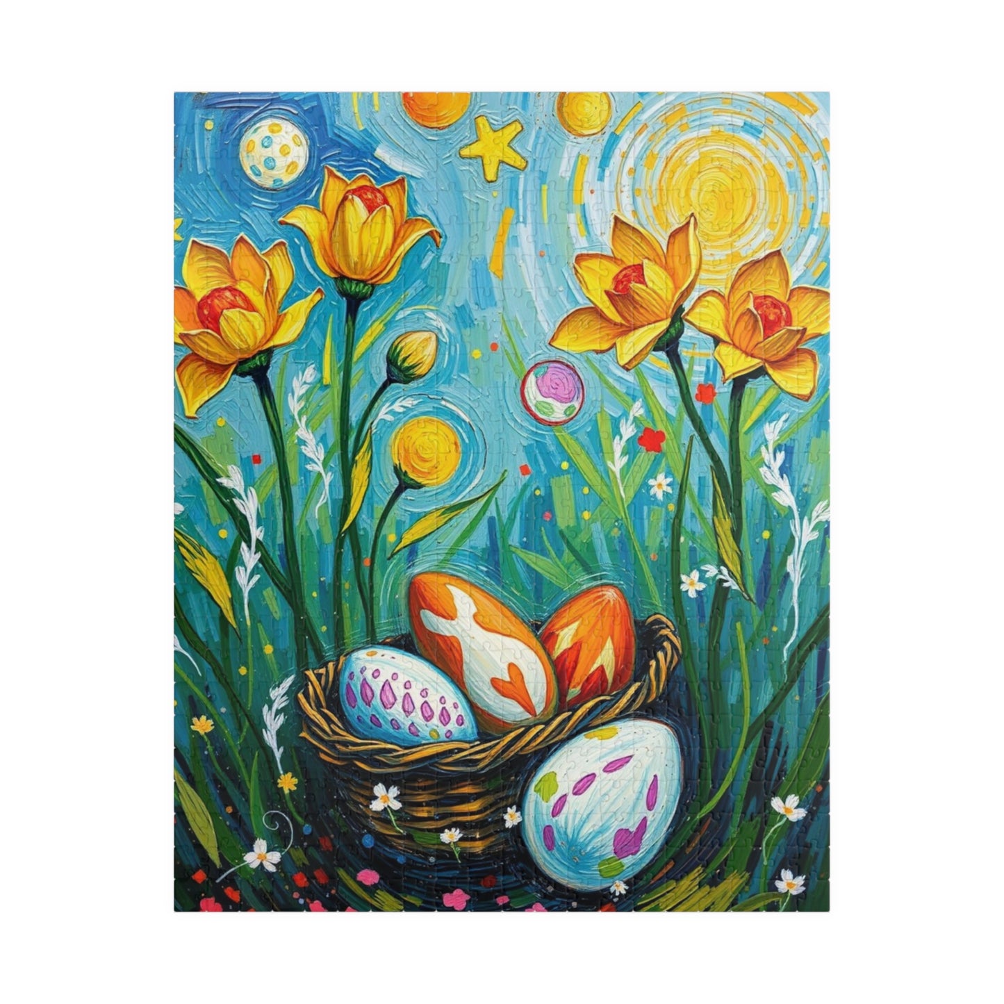 Springtime Egg Hunt Puzzle | Easter Jigsaw Game, Fun Family Activity, Flower Puzzle Artwork, Unique Gift for Adults, Seasonal Fun 520 pcs (Vertical) Puzzle The Puzzle Chest