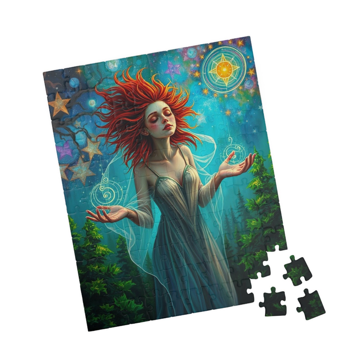 Otherworldly Witch Puzzle, 110-1014 Piece Galaxy and Forest Scene Jigsaw Game, Fantasy Art, Family Activity, Puzzle Lover Gift, Relaxation