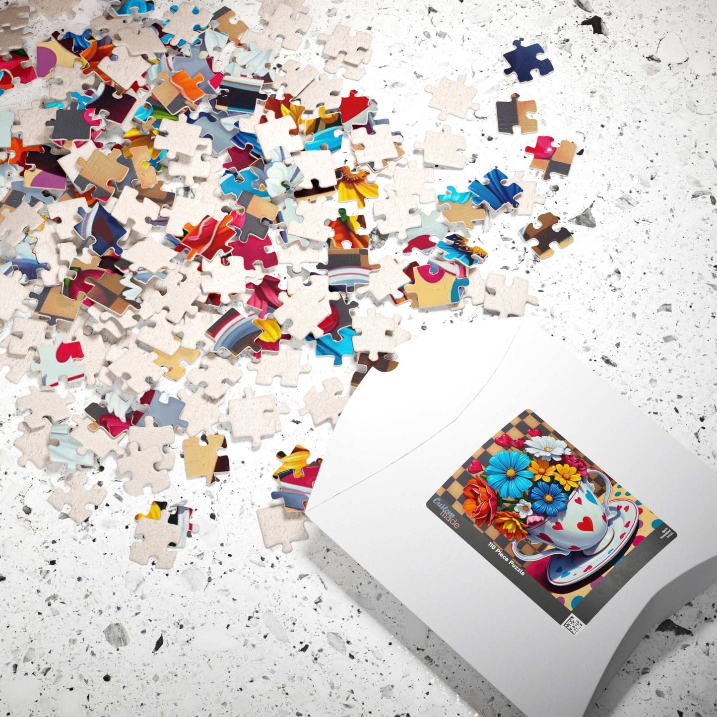 Floral Teacup Puzzle | Pop Art Jigsaw Game of Colorful Flowers | Gift for Flower Lovers, Friends, Family, Home Entertainment, Brain Teaser Puzzle The Puzzle Chest