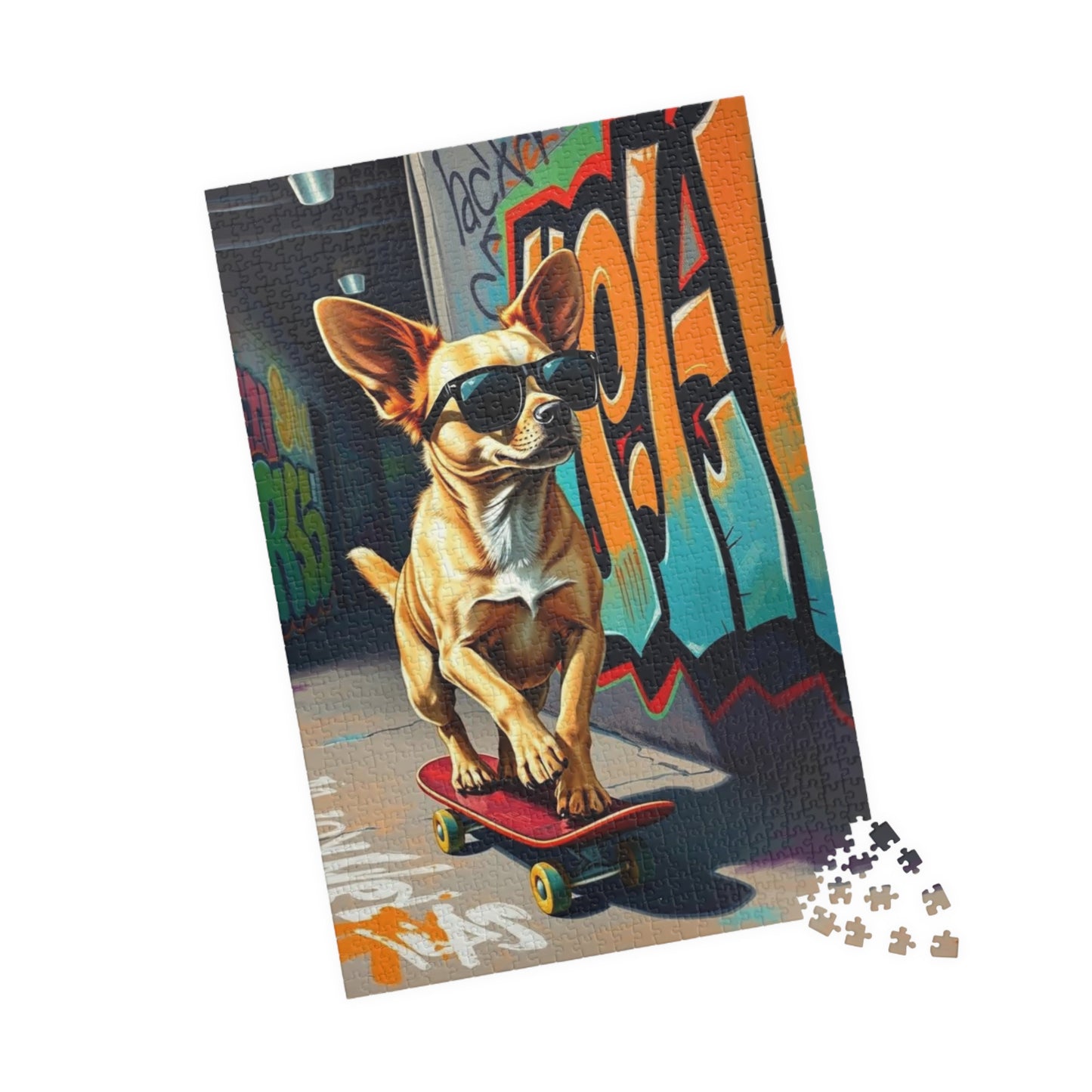 Cool Skateboarding Dog Puzzle - Pop Art Jigsaw Game, Gift for Dog Lover, Family Game Night, Indoor Activity Brain Teaser Puzzle The Puzzle Chest