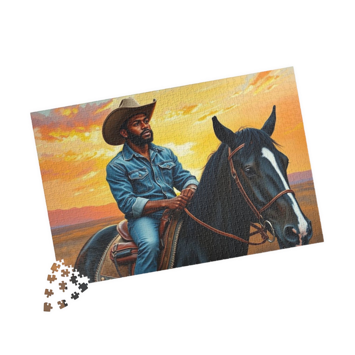 Black Cowboy Jigsaw Puzzle, Black Art African American Man Riding a Horse, Ideal for Solo Fun or Family Activity, Gift for Friends Puzzle The Puzzle Chest