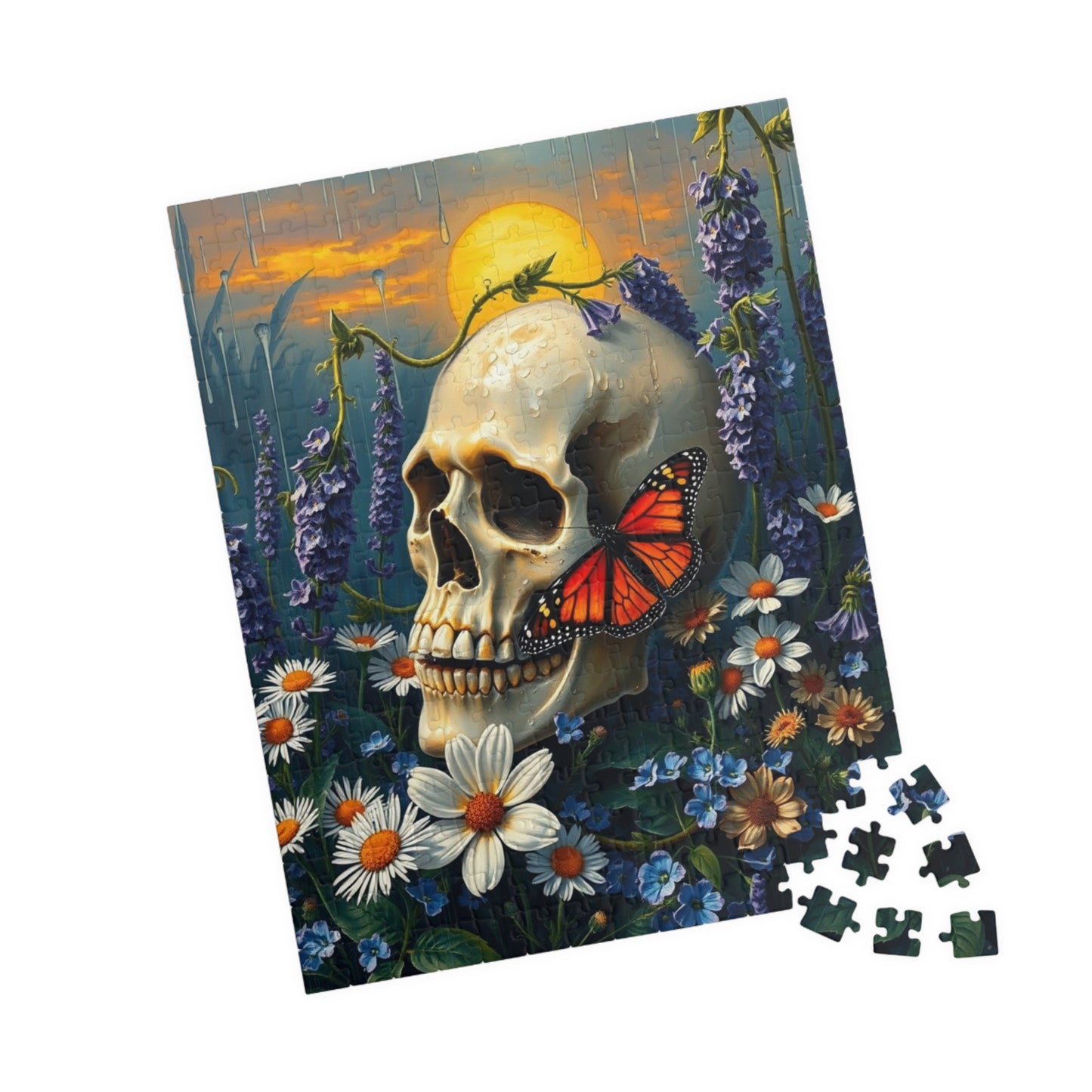 Skull and Butterfly Puzzle, Artistic Dark Art Jigsaw Puzzle for Adults, Unique Gothic Artwork Puzzle Lover Gift, Relaxing Fun Solo Activity Puzzle The Puzzle Chest