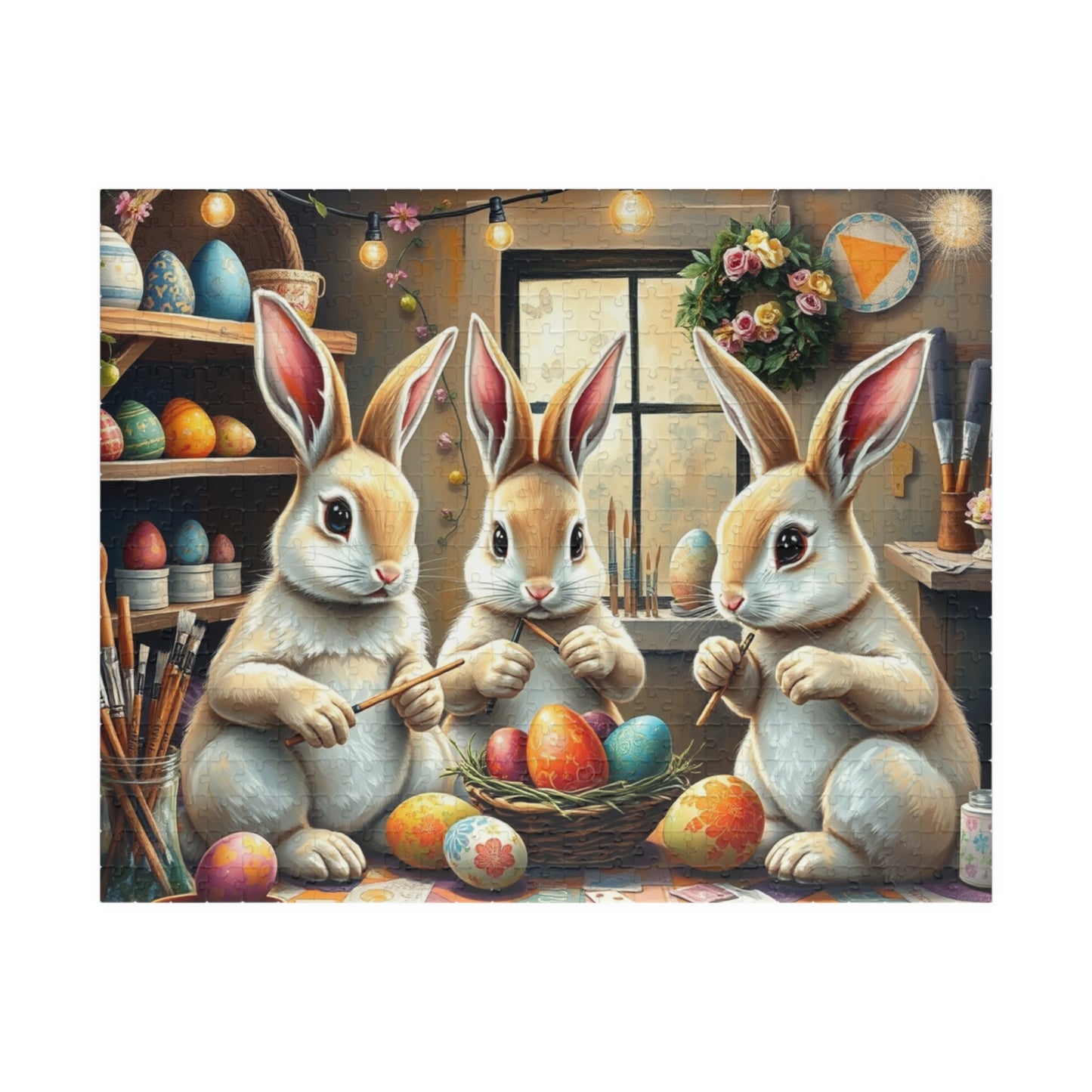 Whimsical Easter Bunny Puzzle, Family Fun Jigsaw Game, Spring Home Entertainment, Holiday Activity, Mindfulness Gift for Friends 520 pcs (Horizontal) Puzzle The Puzzle Chest