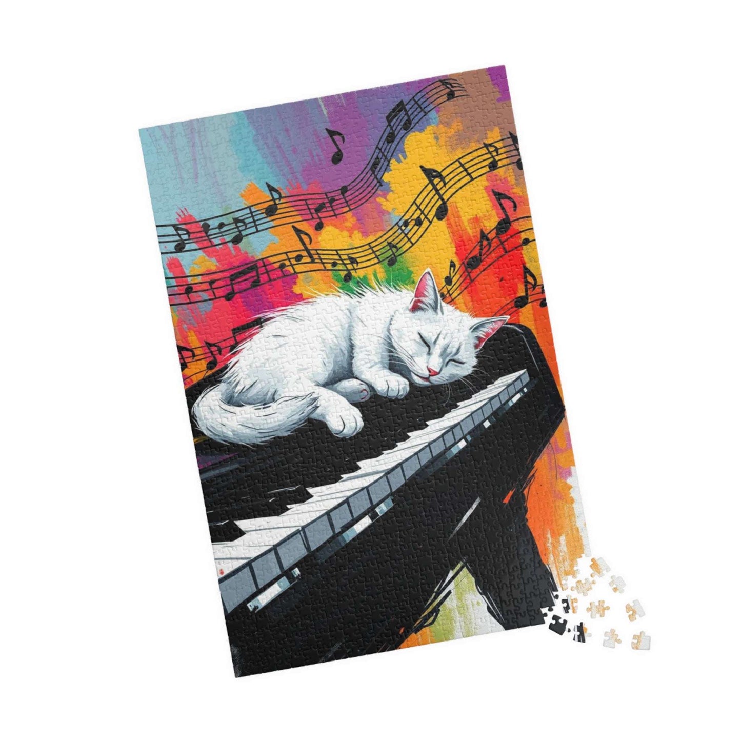 Musical Cat Jigsaw Puzzle - Cat Sleeping on Piano, Animal Lover Puzzle for Adults Puzzle The Puzzle Chest