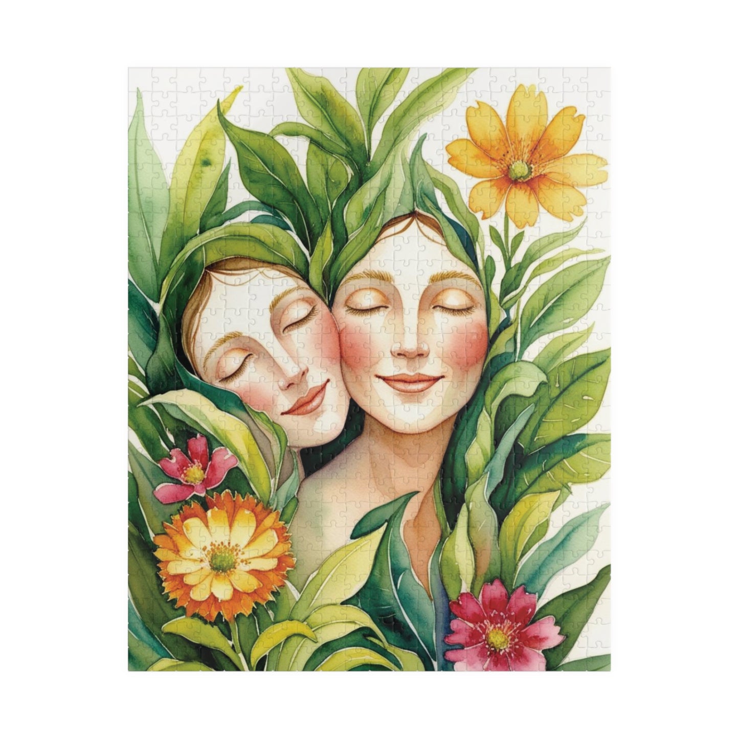 Surreal Human-Nature Jigsaw Puzzle, Floral Faces Design, Adult Puzzle Relaxing Indoor Activity, Gift for Nature Lovers Inspired by F. Kaholo 520 pcs (Vertical) Puzzle The Puzzle Chest