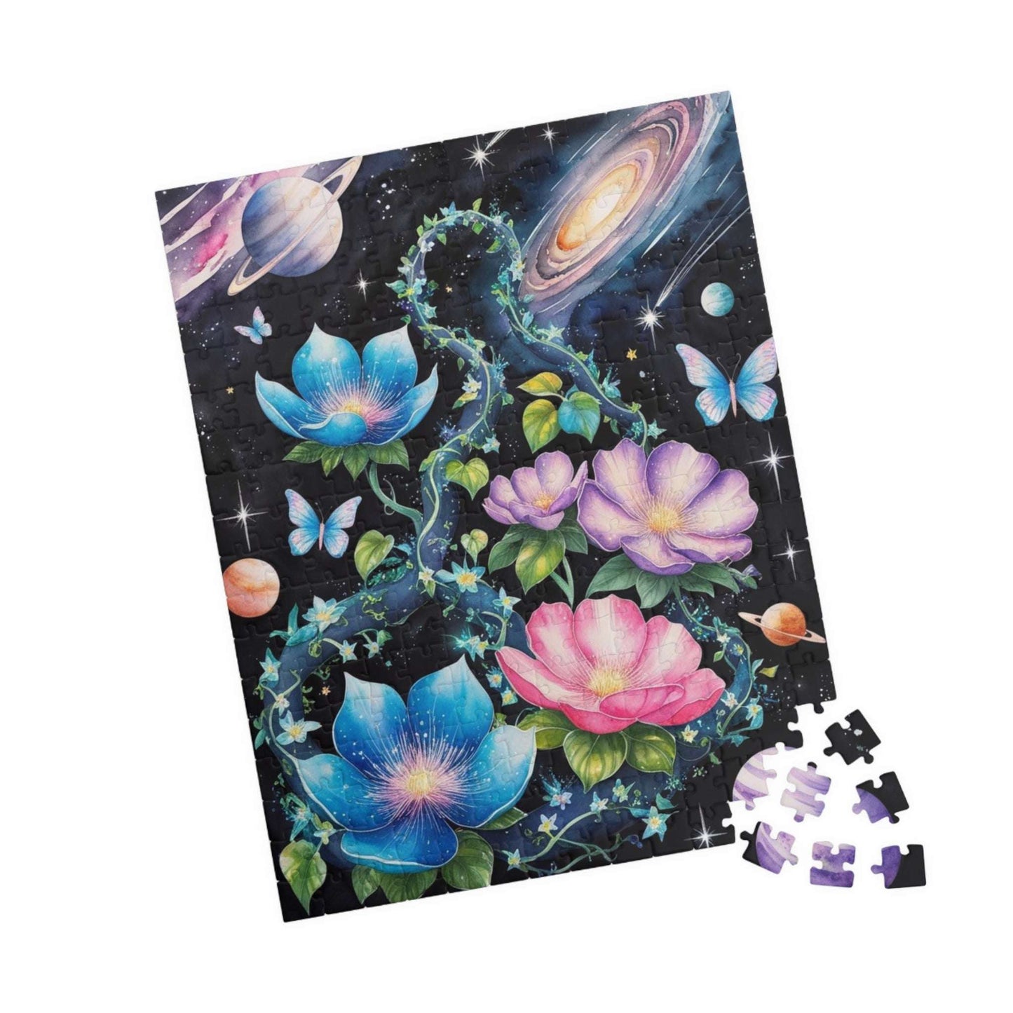 Cosmic Garden Jigsaw Puzzle (Butterflies Planets Stars), Fantasy Family Game Night, Adult Activity, Syfy Space Lover Gift, Hobby Puzzle The Puzzle Chest