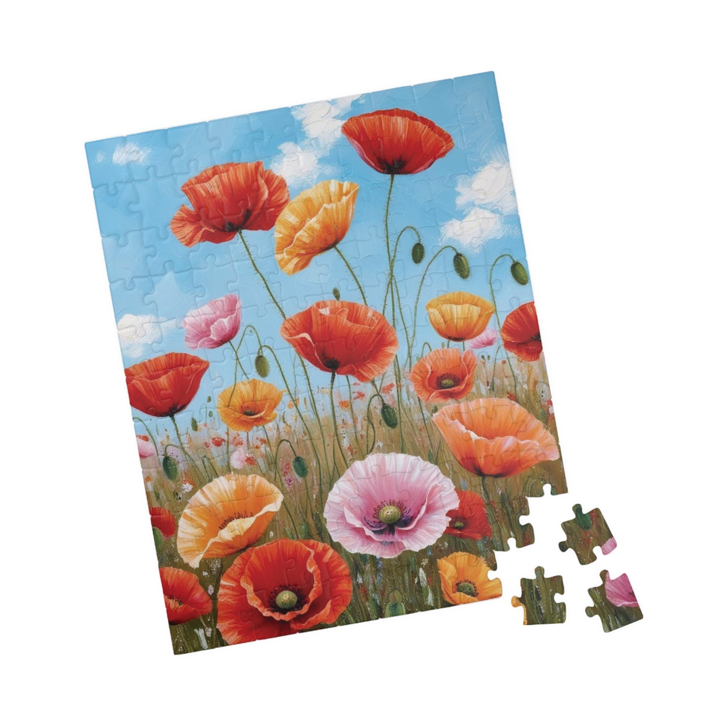 Blooming Poppies Puzzle, Close Up View, Colorful Floral Meadow Scene, Nature-Inspired Jigsaw Game, Unique Gift Art Enthusiast, Puzzle Lover Puzzle The Puzzle Chest