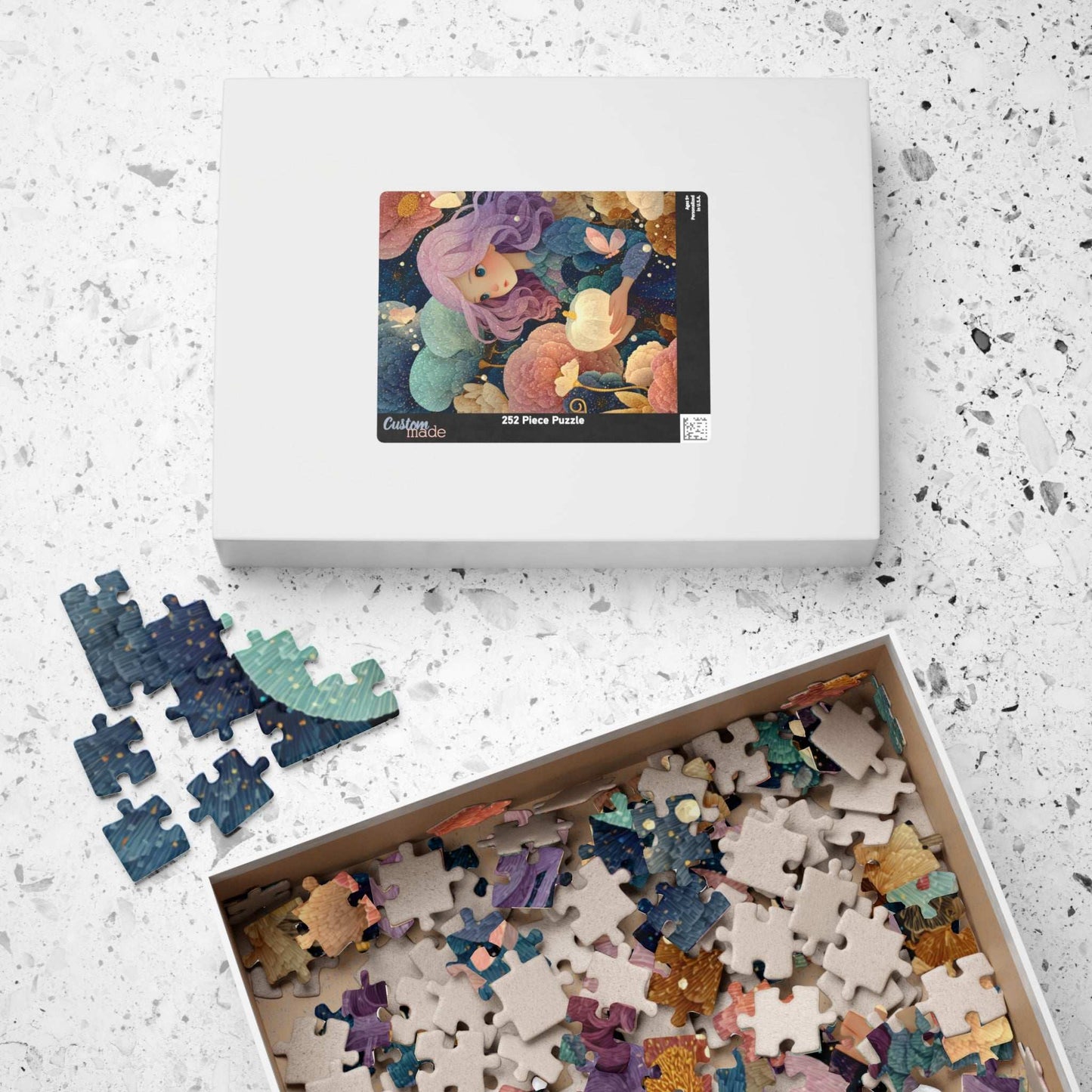 Enchanted Garden Jigsaw Puzzle – Fantasy Girl with Lavender Hair, Magical Pumpkins, Autumn Scene Puzzle The Puzzle Chest