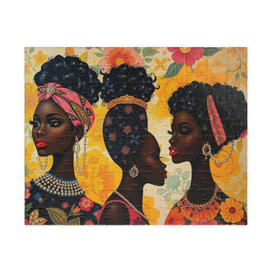 Sisters Bonding Jigsaw Puzzle, African Heritage African American Woman Empowering Art, Afrocentric Mindful Family Activity, Gift for Birthday, Holiday 110 pcs (Horizontal) Puzzle The Puzzle Chest