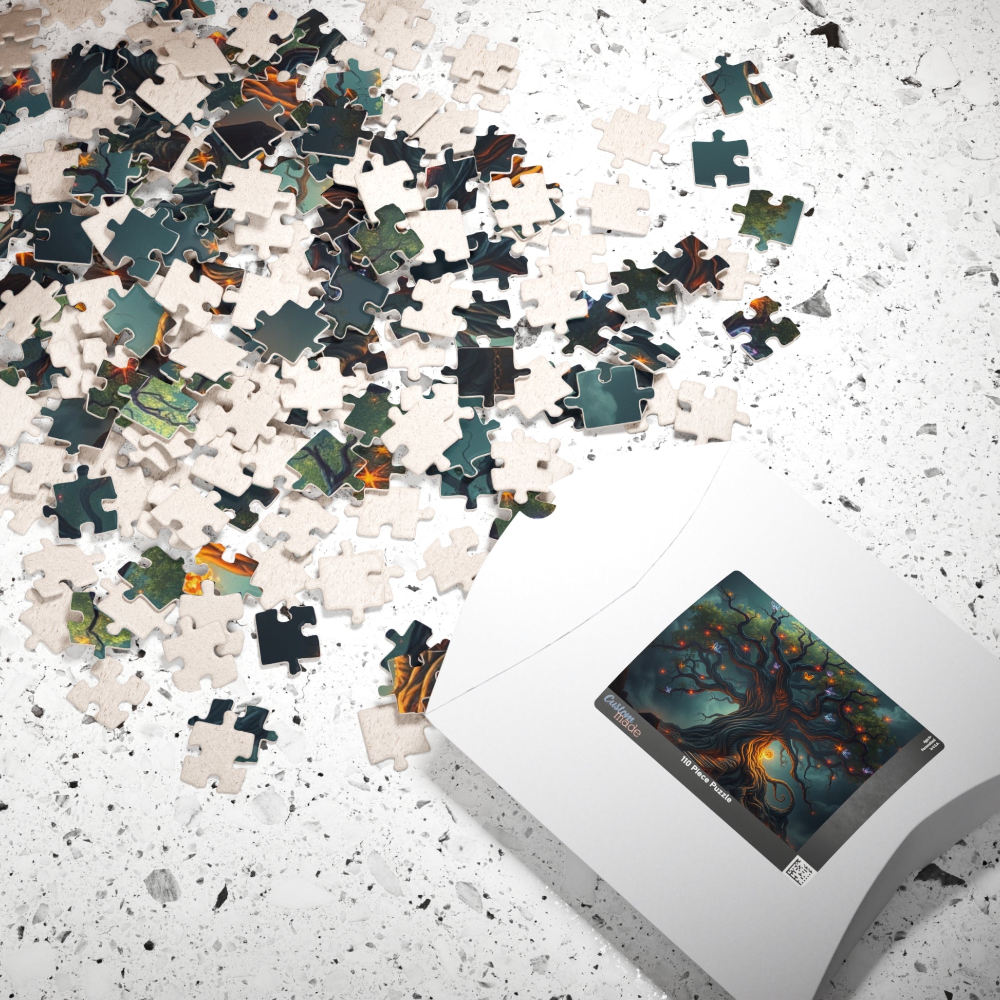 Gothic Jigsaw Puzzle, Ancient Tree with Neon Vines, Fantasy Dark Art Puzzle for Adult, Gift for Puzzle Lover Art Enthusiast Present, Unique Puzzle The Puzzle Chest