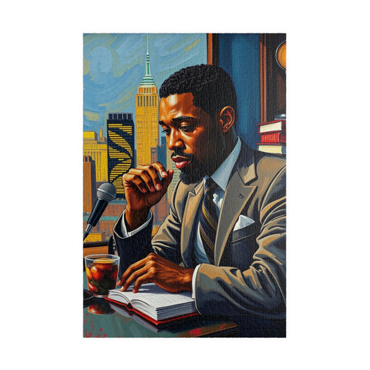 Black Art Puzzle, African American Poet at Café, Afrocentric Jigsaw Game for Adult, Solo or Family Fun, Holiday Gift for Puzzle Enthusiasts 1014 pcs (Vertical) Puzzle The Puzzle Chest