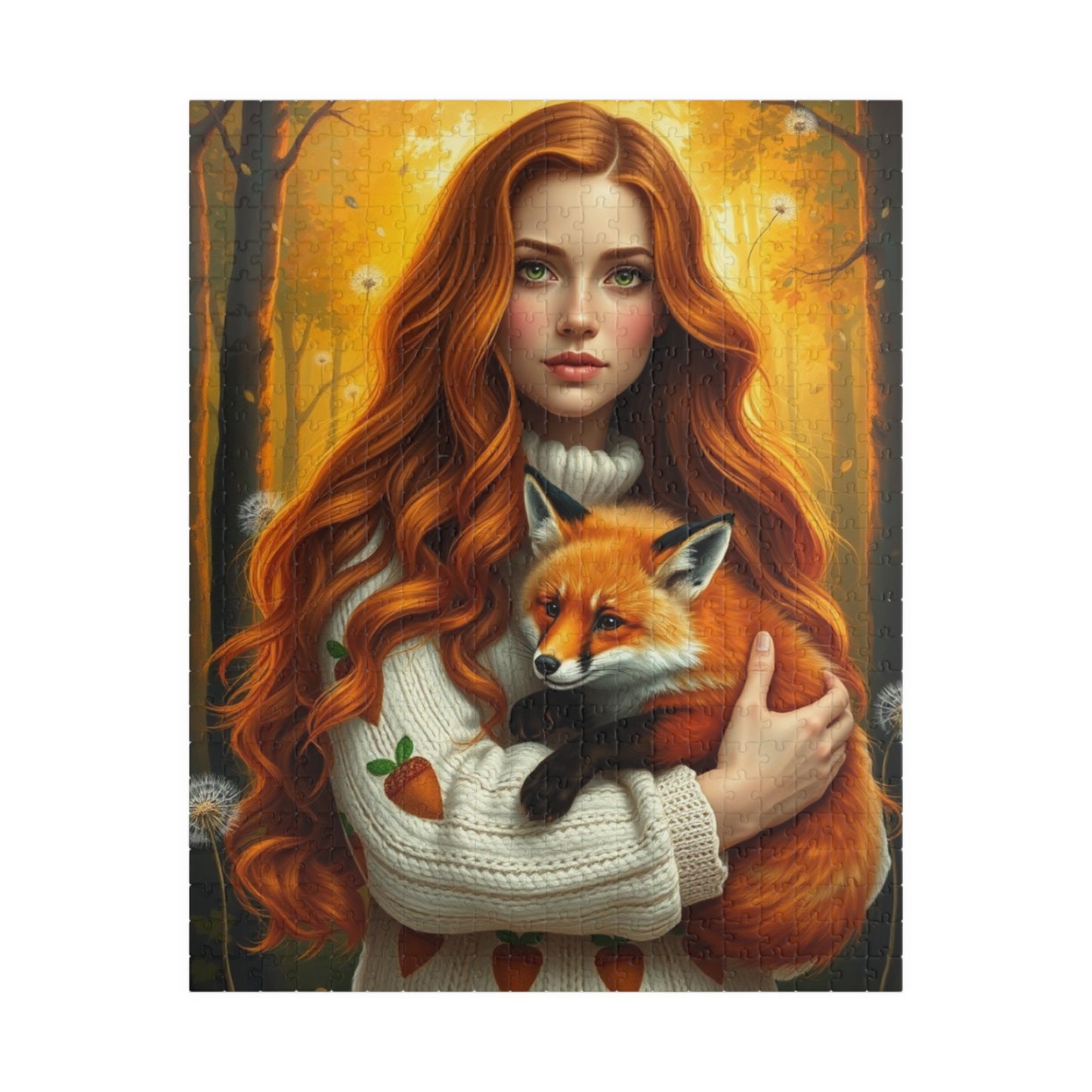 Nature-Inspired Jigsaw Puzzle Featuring a Woman and Fox, Animal Lover Gift for Friend, Indoor Activity for Family or Solo Entertainment 520 pcs (Vertical) Puzzle The Puzzle Chest
