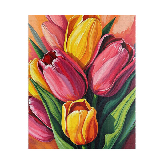Colorful Tulip Flower Puzzle, Floral Jigsaw Game, Home Decor, Gift for Flower Lovers, Family Fun Activity, 110-1014 Piece 520 pcs (Vertical) Puzzle The Puzzle Chest