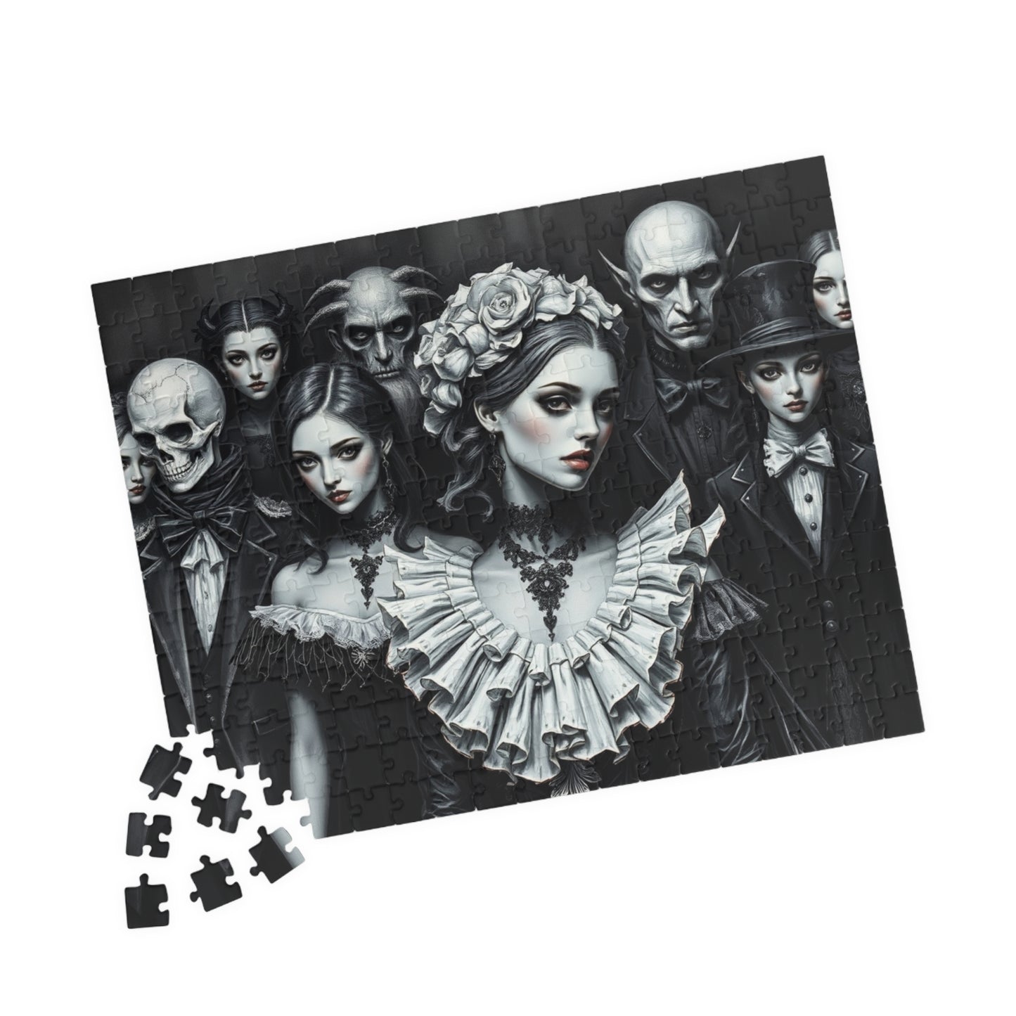 Elegant Gothic Art Puzzle - Enchanting 110/252/520/1014-piece Mystical Collectible, Halloween Gift for Art Lovers, Mindfulness Activity The Puzzle Chest