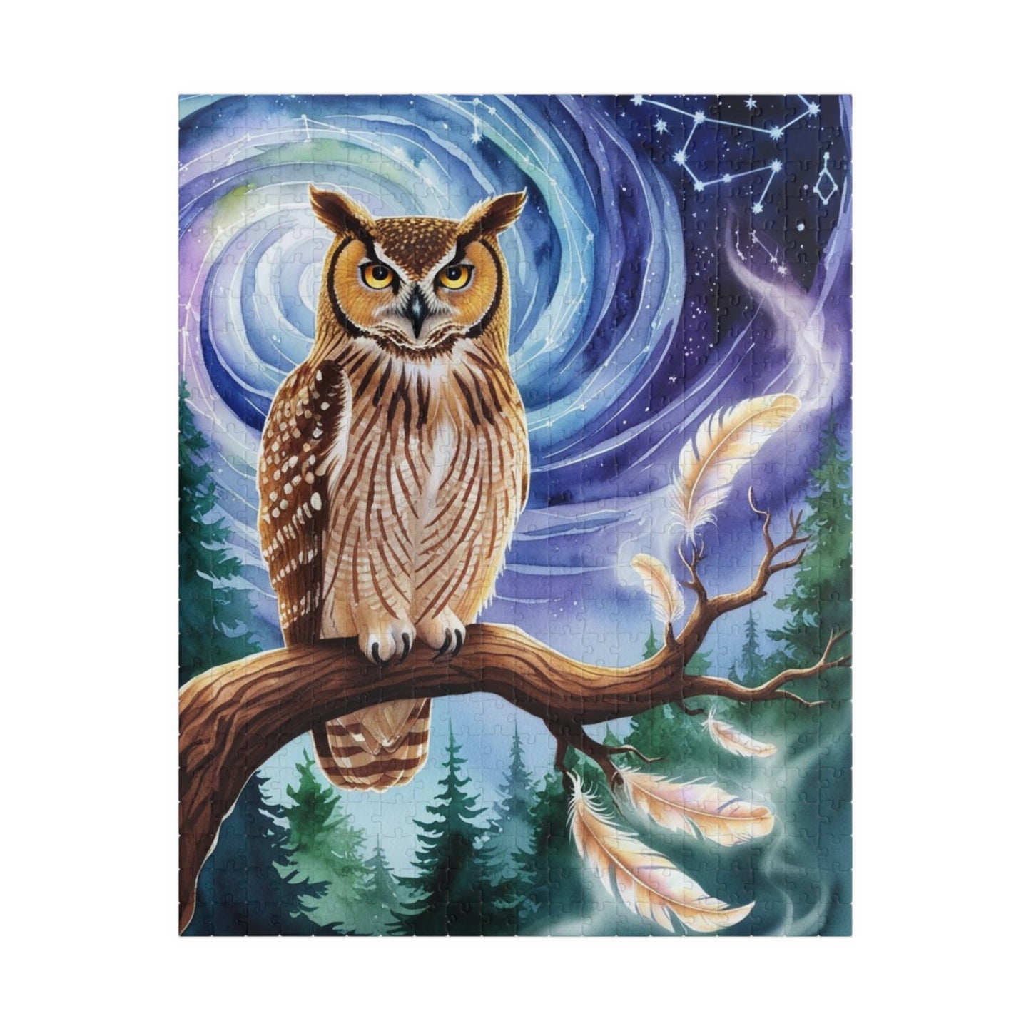 Jigsaw Puzzle, Great Horned Owl Constellation Scene, 110-1014 Pieces, Mystical Forest Nature Gift, Relaxing Hobby, Mindfulness Activity, 520 pcs (Vertical) Puzzle The Puzzle Chest