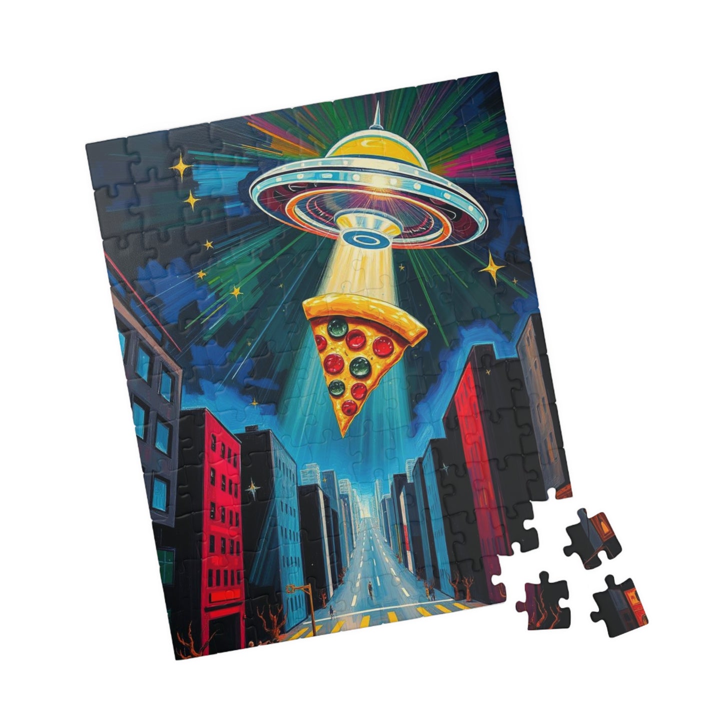 Cosmic Pizza Puzzle - Pop Art Jigsaw Game | Fun UFO Design | Unique Gift for Pizza Lovers | Family Game Night Puzzle | Mindful Brain Teaser Puzzle The Puzzle Chest
