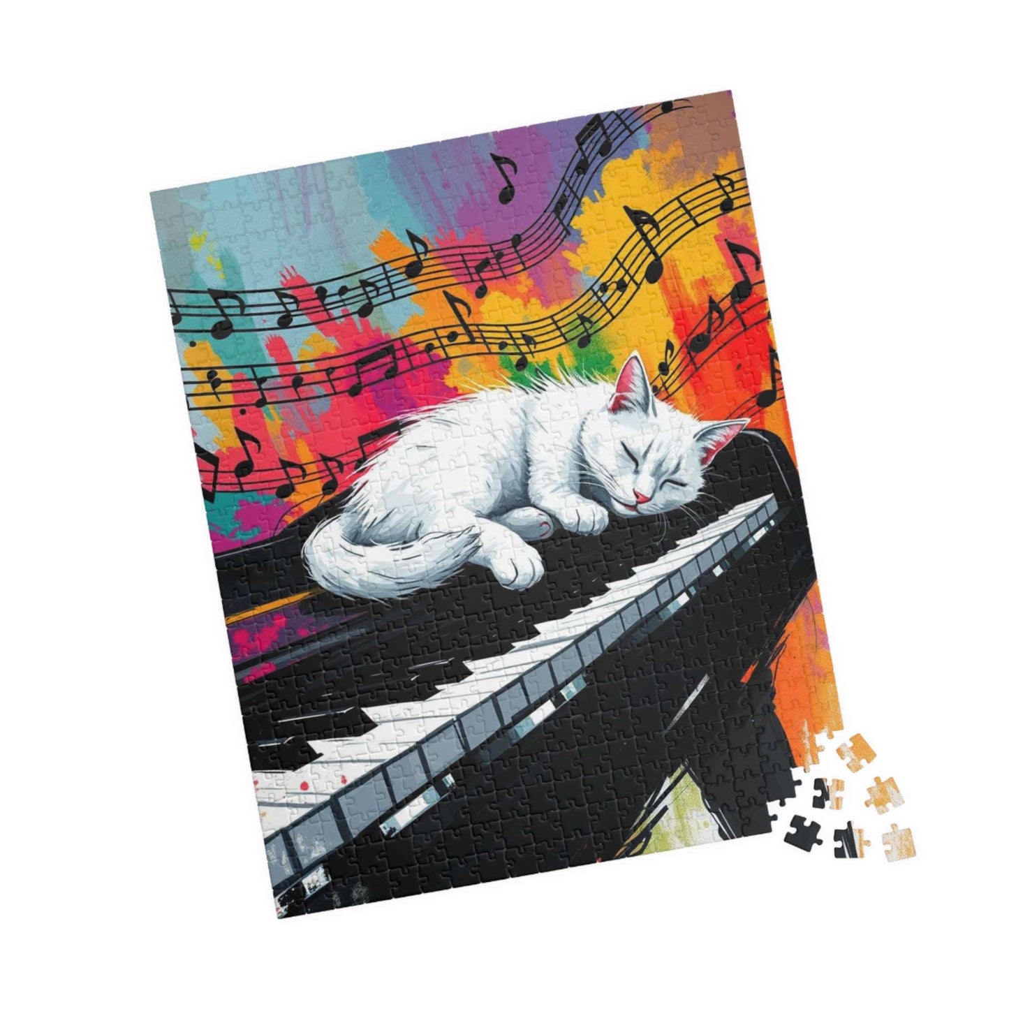 Musical Cat Jigsaw Puzzle - Cat Sleeping on Piano, Animal Lover Puzzle for Adults Puzzle The Puzzle Chest