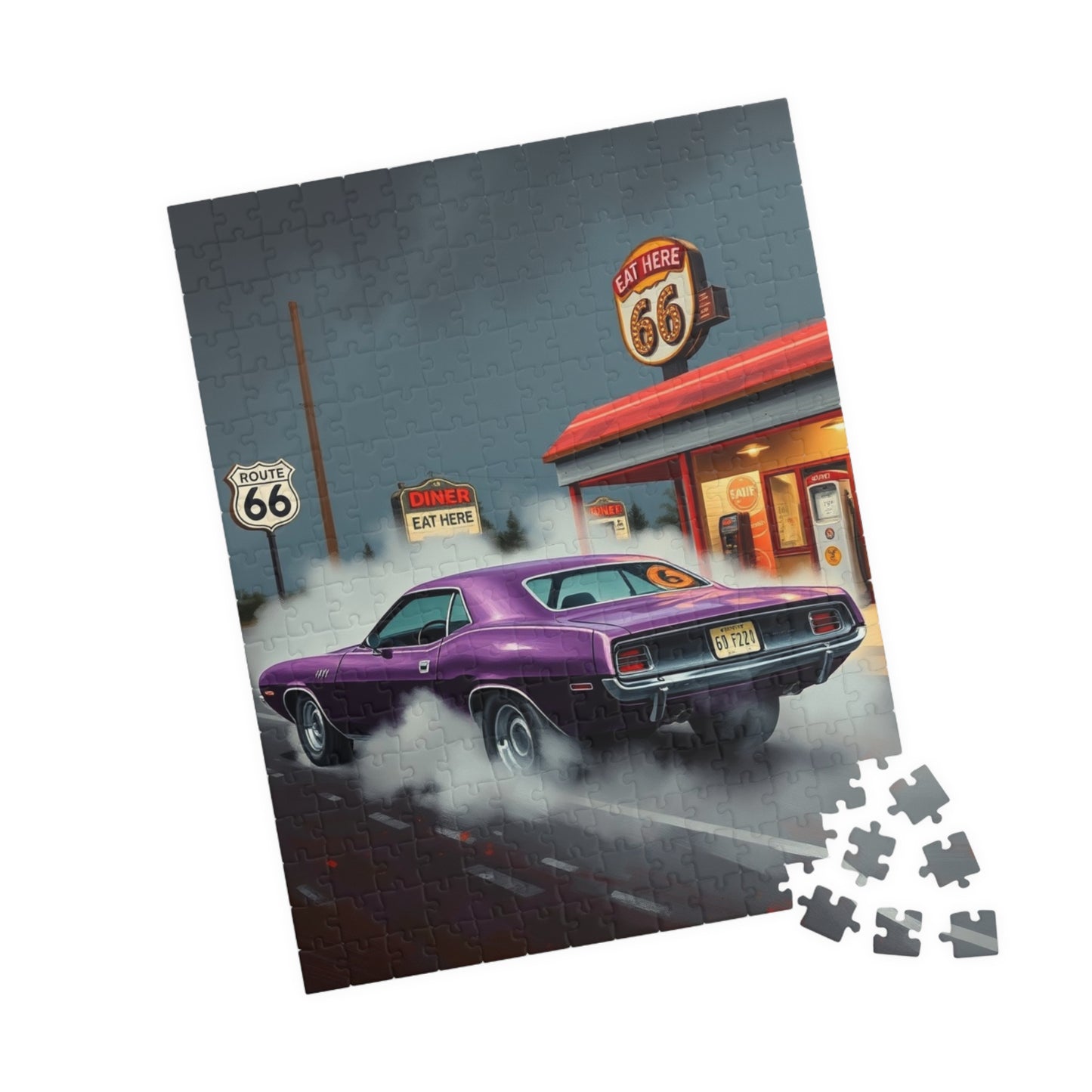 Retro Route 66 Diner Puzzle - 1970 Hemi, Nostalgic Art for Car Lovers, Fun Family Activity, Perfect Gift for Travel, Father's Day Puzzle The Puzzle Chest