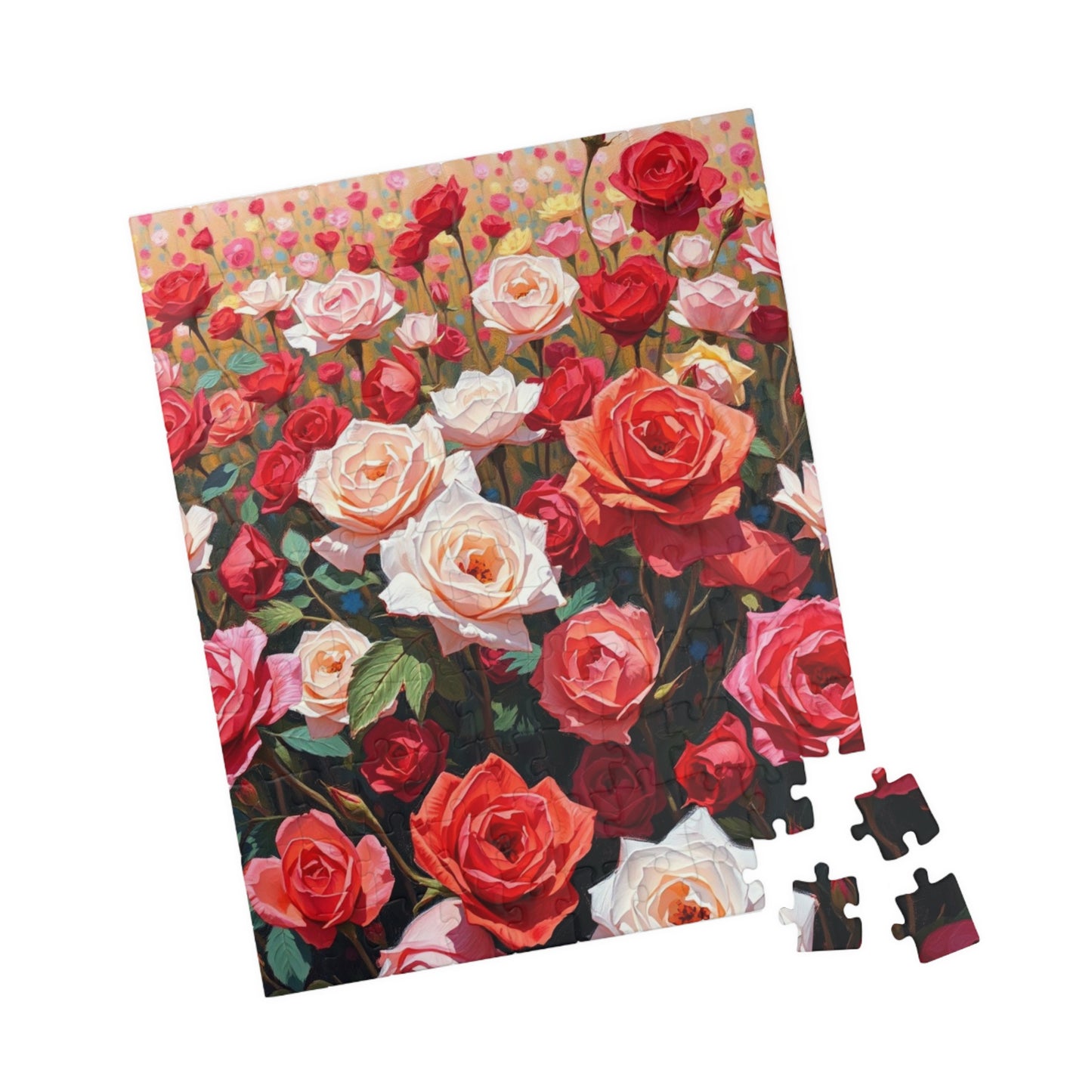 Rose Field Jigsaw Puzzle, Colorful Pink and Red Flowers, Creative Hobby, Quiet Home Entertainment, Floral Design Gift for Puzzle Lover Puzzle The Puzzle Chest