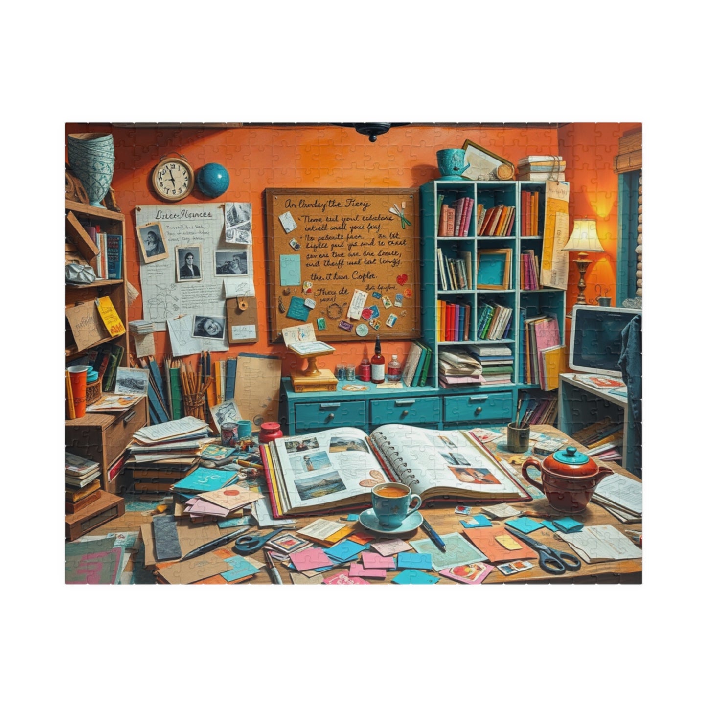 Vibrant Scrapbooking Studio Jigsaw Puzzle, Paper Crafting Table with Tools, DIY Art Scene, Hobby Gift, Puzzle Lover Art Enthusiast, Mindful 520 pcs (Horizontal) Puzzle The Puzzle Chest