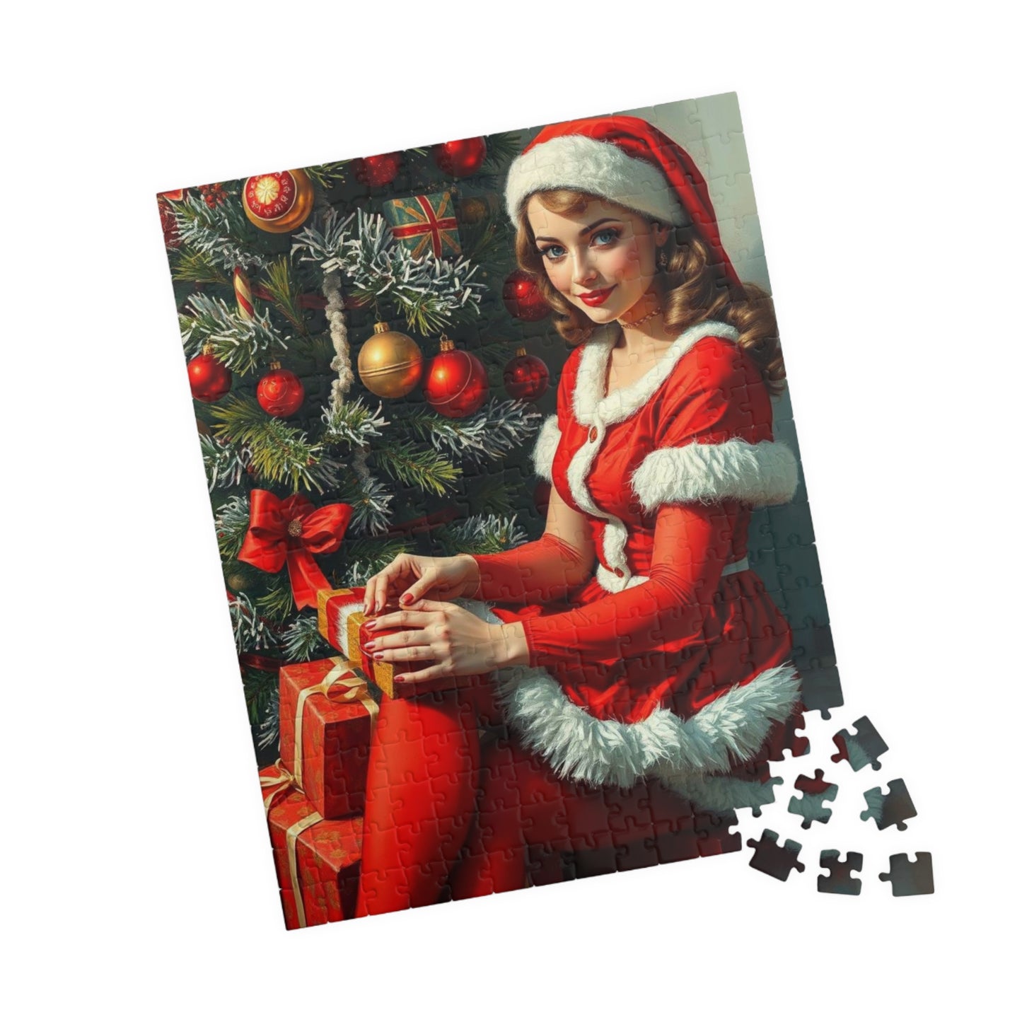 Festive Holiday Jigsaw Puzzle for Adult, Mrs. Claus Design, Vintage Christmas Art, Puzzle Lover Gift for Family, Cozy Night, Mental Exercise 252 pcs (Vertical) Puzzle The Puzzle Chest