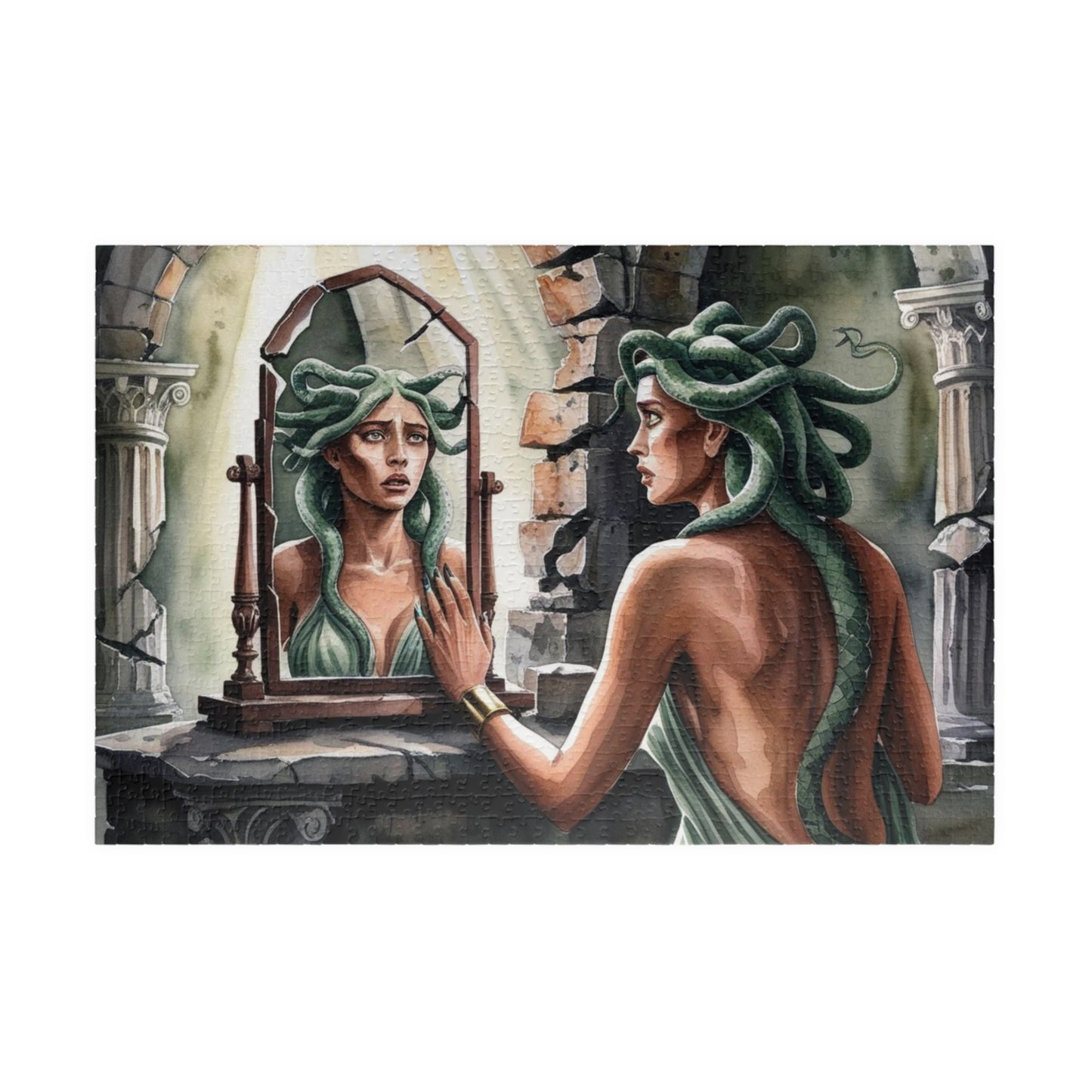 Medusa Stone Lair Jigsaw Puzzle (110, 252, 520, 1014-piece), Greek Mythology Art Game, Mental Challenge Family Activity Entertainment, Hobby 1014 pcs (Horizontal) Puzzle The Puzzle Chest