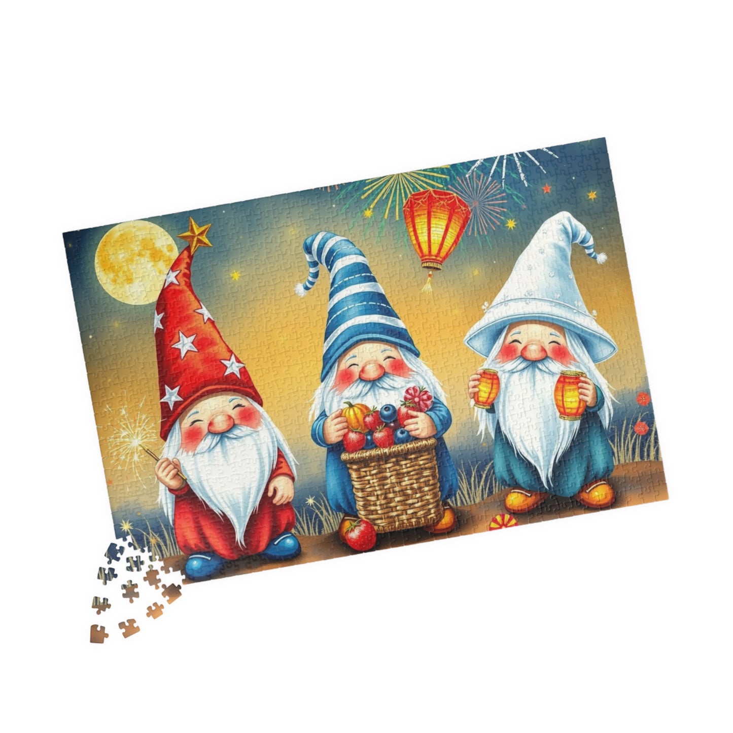 Fireworks Celebration Gnome Puzzle - 4th of July Themed Summer Jigsaw Game Puzzle The Puzzle Chest