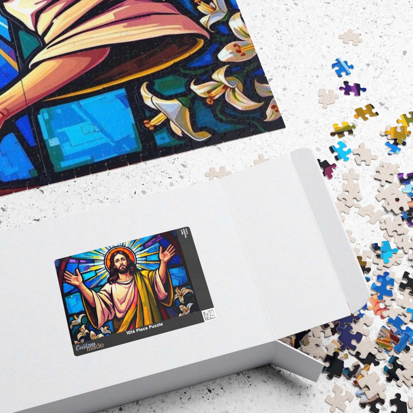 Religious Puzzle Art - Jesus in Stained Glass Style, 110-1014 Piece, Challenging Brain Teaser, Faith-Based Gift for Friends, Family Activity Puzzle The Puzzle Chest
