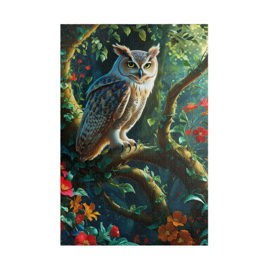 Vintage Forest Owl Puzzle, 110 252 520 1014-Piece Floral Forest Canopy Jigsaw, Animal Bird Artwork, Fun Family Activity, Unique Gift Hobby 1014 pcs (Vertical) Puzzle The Puzzle Chest