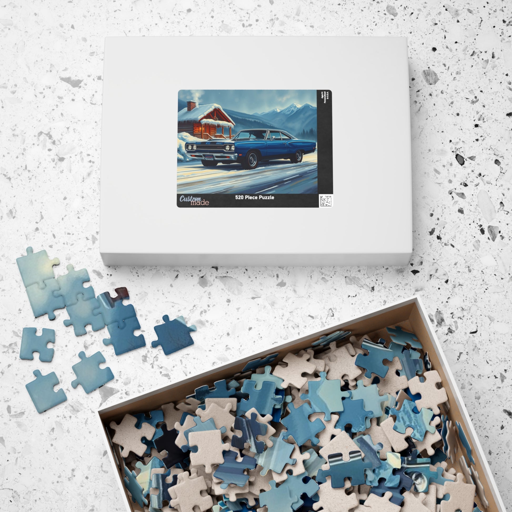 Vintage Car Puzzle, Nostalgic Jigsaw for Auto Lover, Classic Blue 1969 Road Runner Puzzle The Puzzle Chest