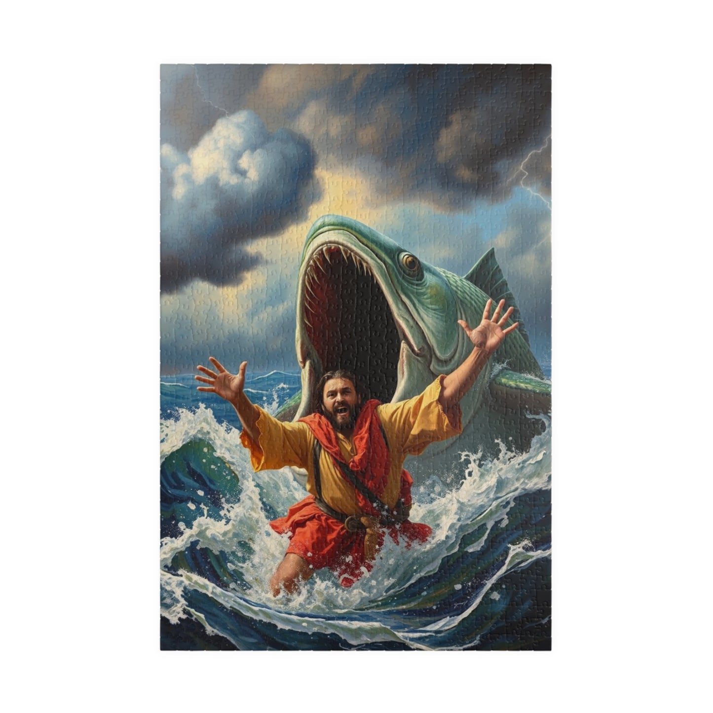 Christian Faith-Based Puzzle, Jonah and the Big Fish Epic Bible Story, Religious Jigsaw Game, Spiritual Gift for Puzzle Lover, Bible Puzzle 1014 pcs (Vertical) Puzzle The Puzzle Chest