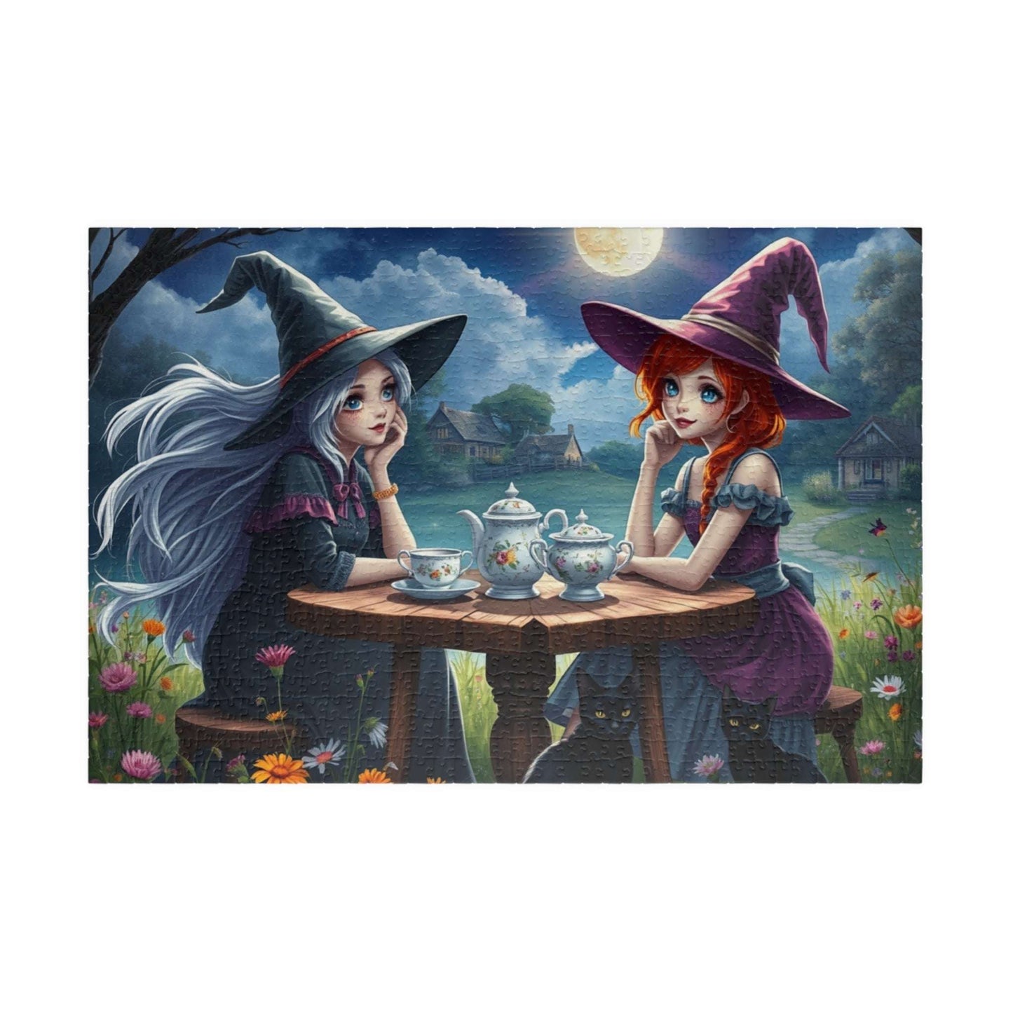 Magical Tea Time Puzzle, Enchanting Puzzle Art, Halloween Witch-Themed Jigsaw Game, Family Night, Fantasy Gift for Puzzle Lover 1014 pcs (Horizontal) Puzzle The Puzzle Chest