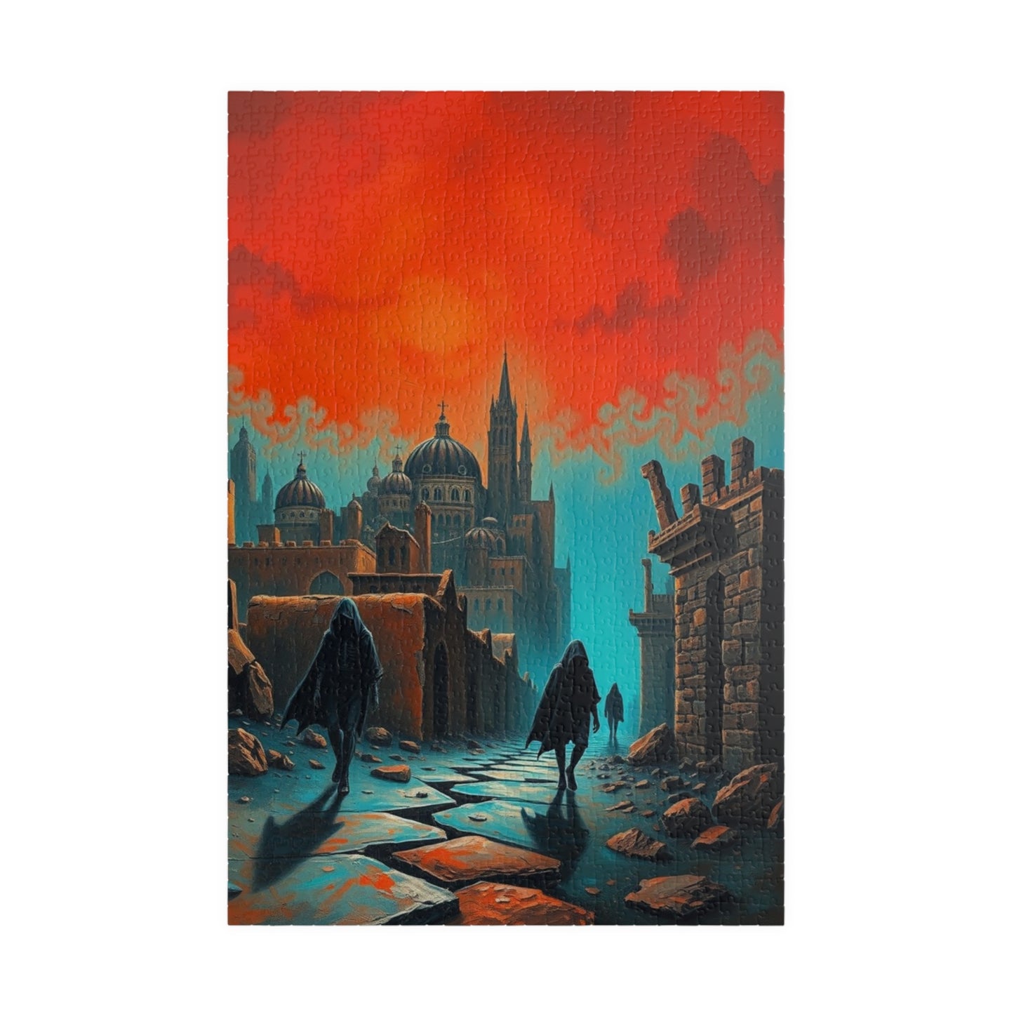 Gothic Cityscape Puzzle, 110-1014 Piece Jigsaw Game for Fantasy Dark Art Lover, Solo Fun, Entertaining Pastime for Mental Exercise, Giftable 1014 pcs (Vertical) Puzzle The Puzzle Chest