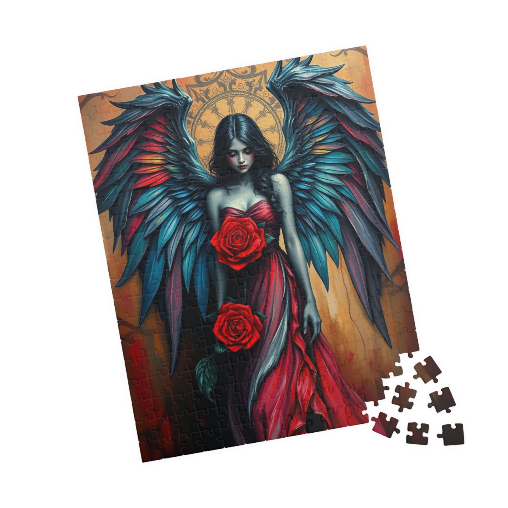 Gothic Angel Art Puzzle - Unique Home Decor Gift for Puzzle Lovers, Cozy Family Game Night, Halloween Decor, Mystical Artwork Puzzle The Puzzle Chest