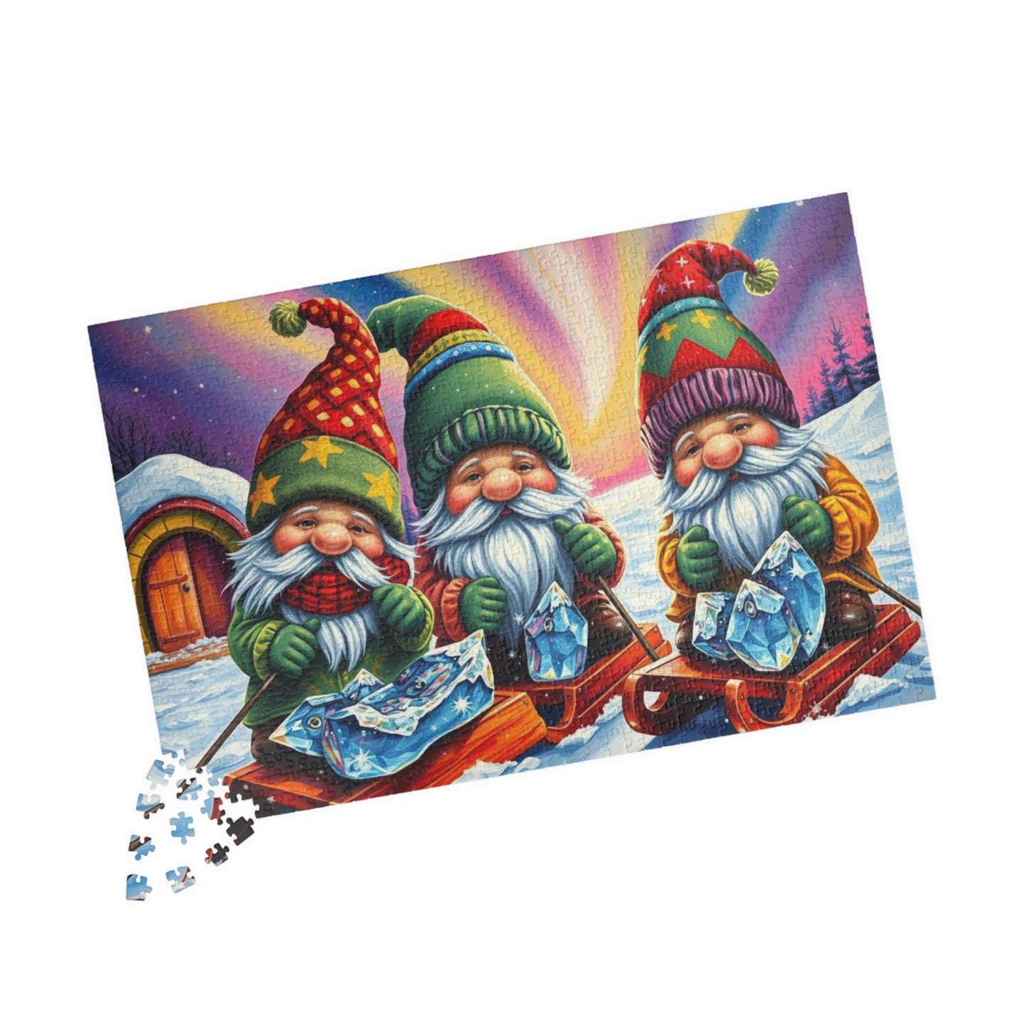 Gnome Ice Fishing Retreat Jigsaw Puzzle, 110-1014-Piece Christmas Jigsaw for Family Fun, Seasonal Decor, Holiday Gift, Festive Activity