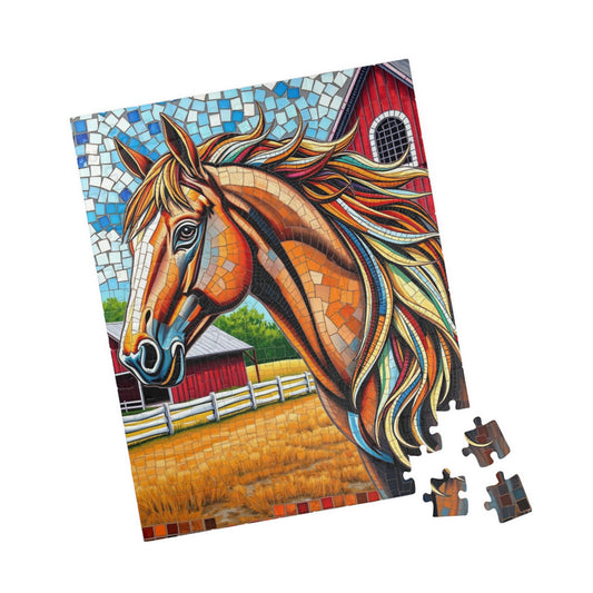 Farm Horse Mosaic Puzzle, Colorful Barn Scene Jigsaw Game for Adults and Kids, Unique Farm-Themed Gift for Puzzle Fan, Hobbyist, Collector Puzzle The Puzzle Chest