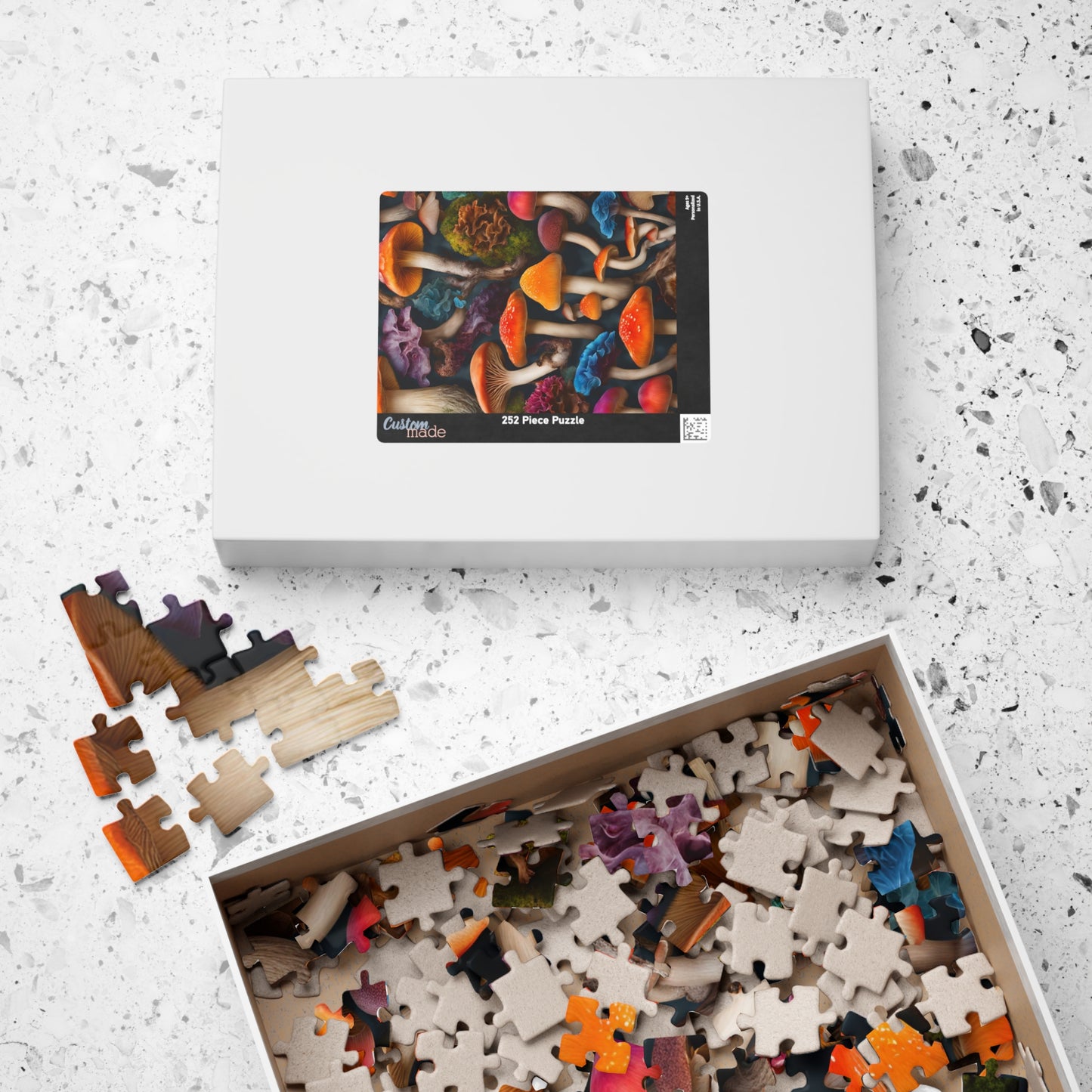 Mushroom Collage Puzzle, Colorful Toadstool Chaotic Jigsaw, 252 520 1014-Piece Game, Relaxing Mindfulness Activity, Gift for Nature Lover Puzzle The Puzzle Chest