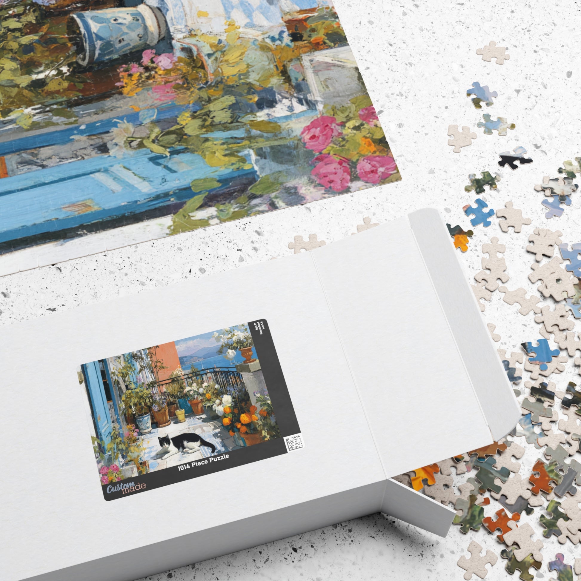 Cat on the Flower Balcony – Seaside Fauvist Jigsaw Puzzle, Animal Theme Kitten Puzzle Puzzle The Puzzle Chest