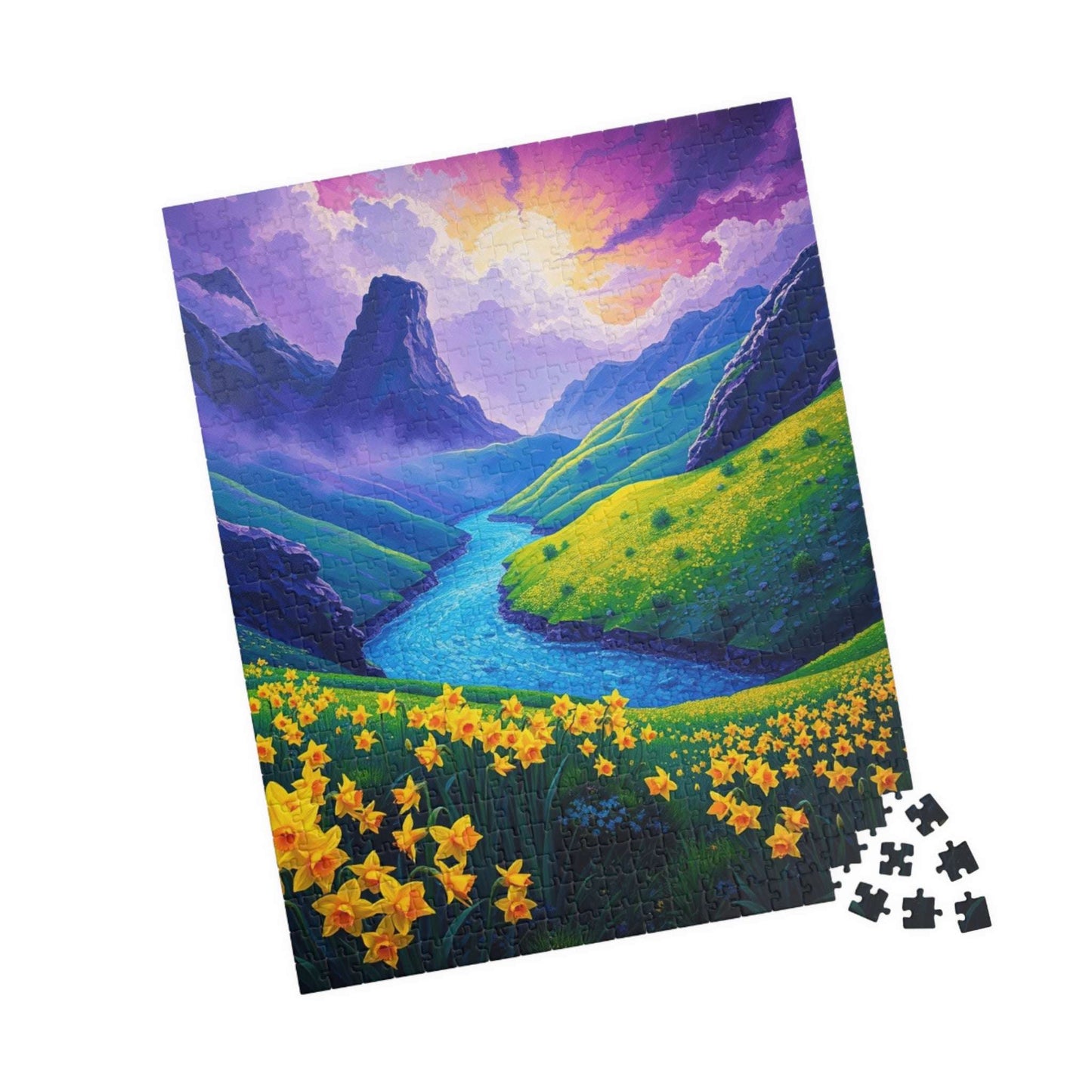 Serene Nature Daffodil Puzzle - Tranquil Flower Landscape Jigsaw Game, Perfect for Relaxation, Family Nights, Gift for Floral Art Lover Puzzle The Puzzle Chest