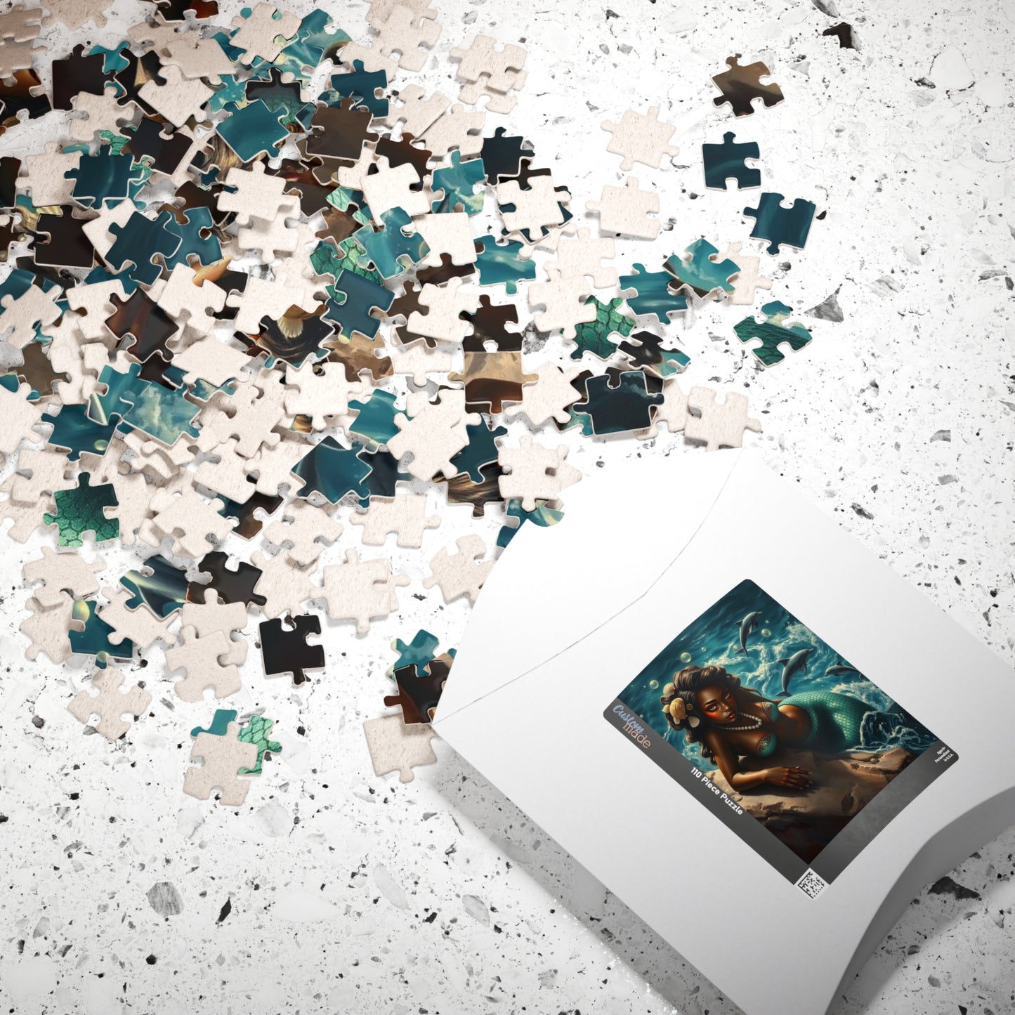 Black Mermaid Jigsaw Puzzle - Enchanting Ocean Black Art, Gift for Sea Lovers, Creative Activity, Home Entertainment, Family Bonding Puzzle The Puzzle Chest