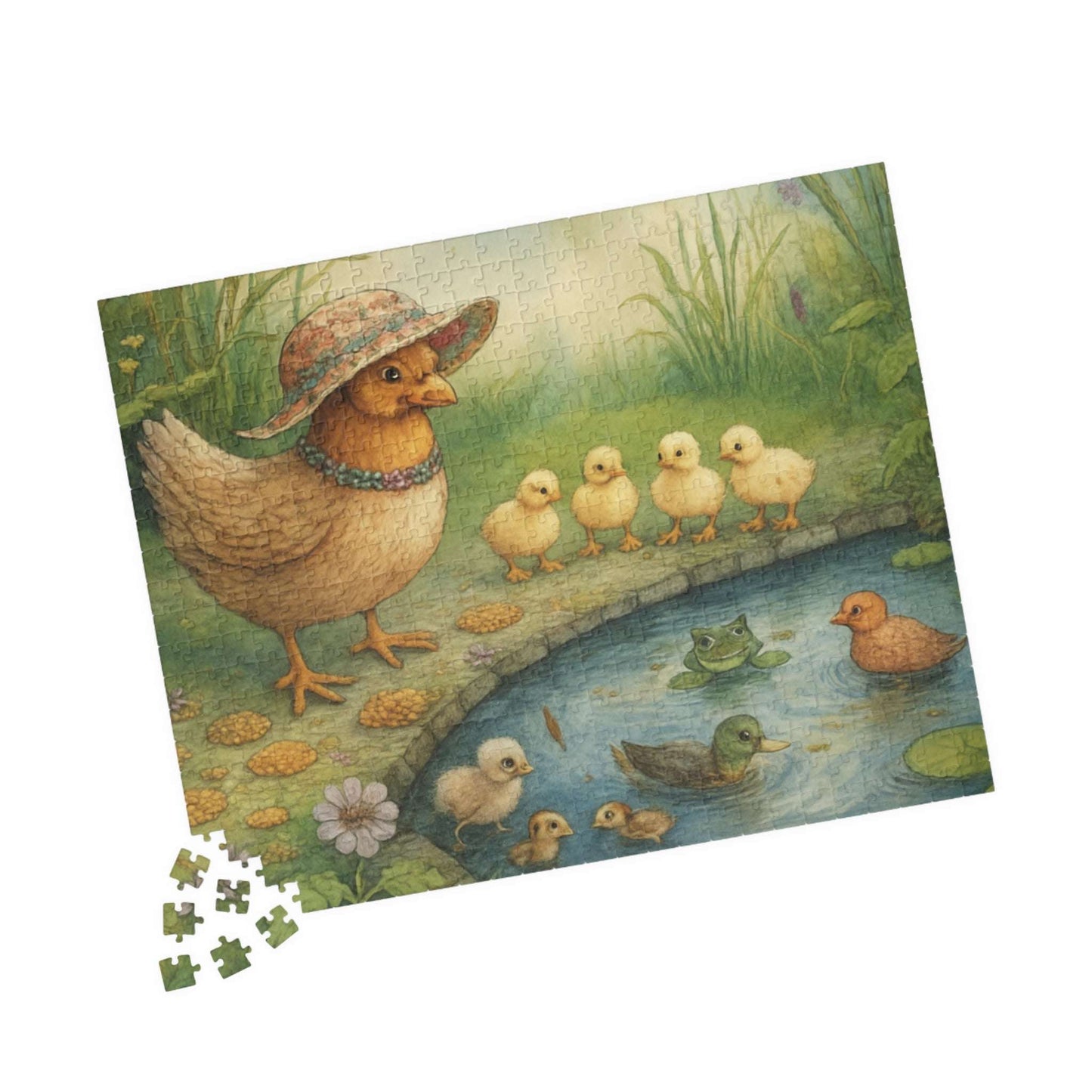Pondside Adventure Jigsaw Puzzle - Charming Chicken Family Farmyard Nature Theme Gift for Friends, Family Game Night, Solo Fun, Animal Lover Puzzle The Puzzle Chest