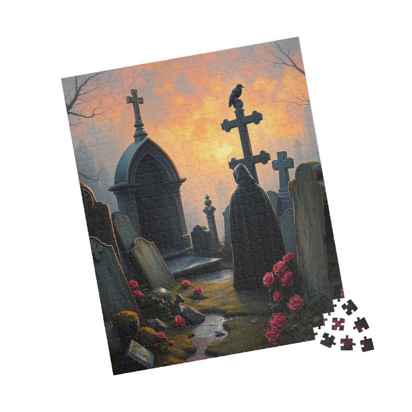 Gothic Graveyard Jigsaw Puzzle, Eerie Dawn Cemetery Scene, Halloween Game Toy, Challenging Quiet Pastime Brain Teaser, Family Activity, Gift Puzzle The Puzzle Chest