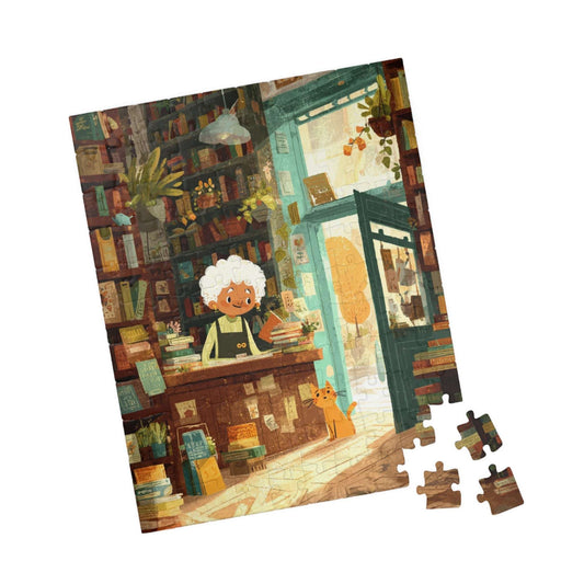 The Reading Nook Puzzle - Cartoon Cozy Bookstore Jigsaw Game for Adults, Best Gift for Book Lovers, Family Game Night 110 pcs (Vertical) Puzzle The Puzzle Chest