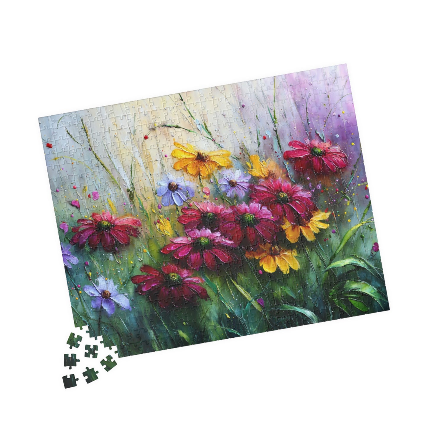 Misty Bloom Jigsaw Puzzle - Soft Abstract Floral Art, Vibrant Flower Artwork