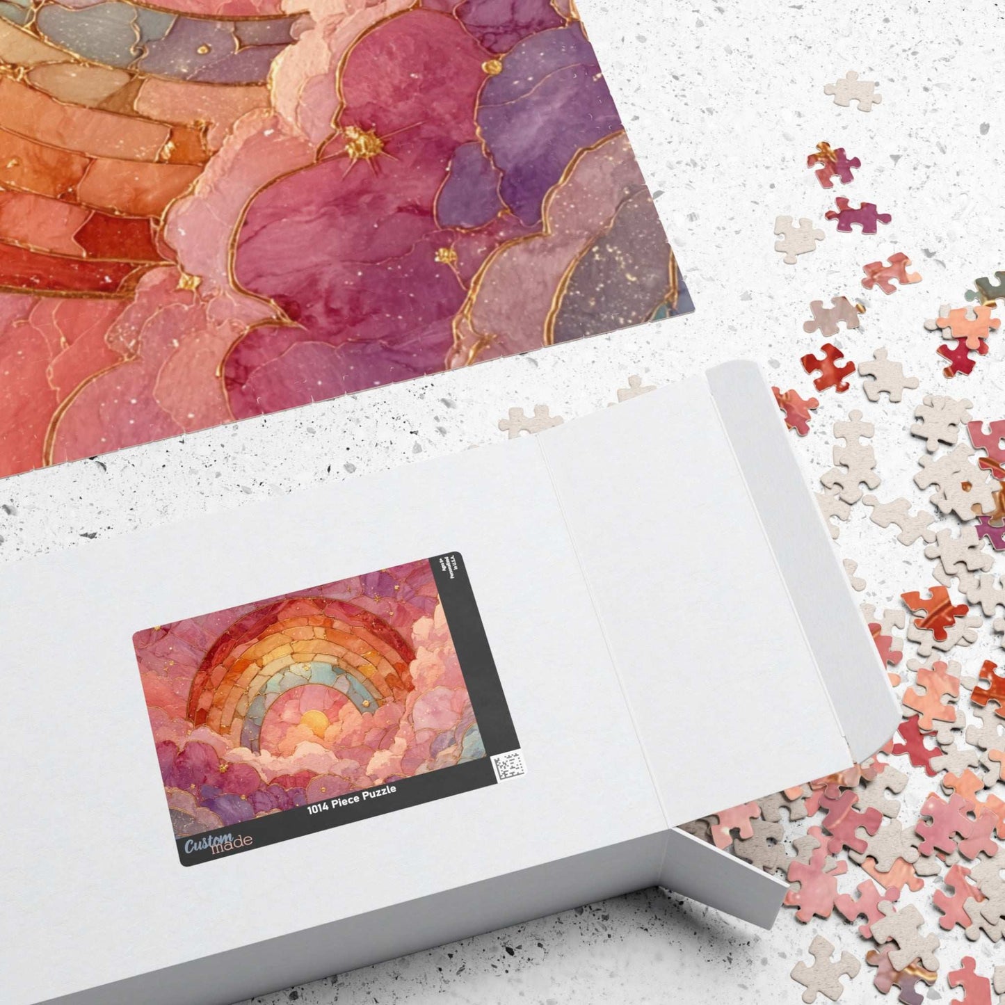Abstract Rainbow Cloud Jigsaw Puzzle - Stained Glass Style, Pastel Colors Puzzle The Puzzle Chest